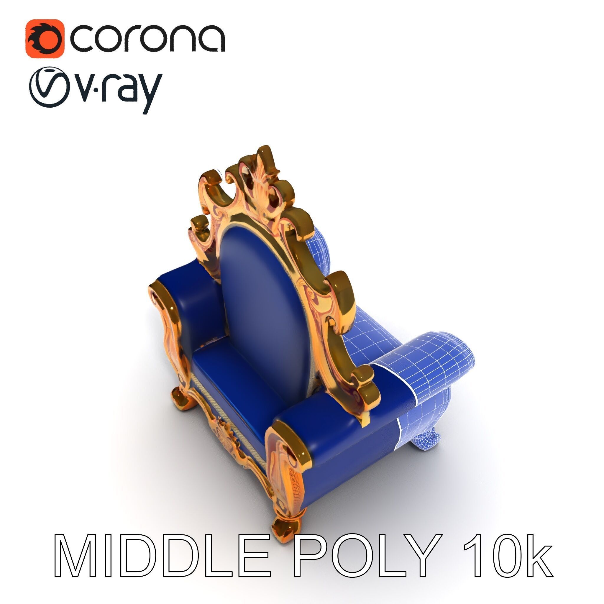 Ornate Royal Throne Chair D Model Pack Low-poly 3D model_31