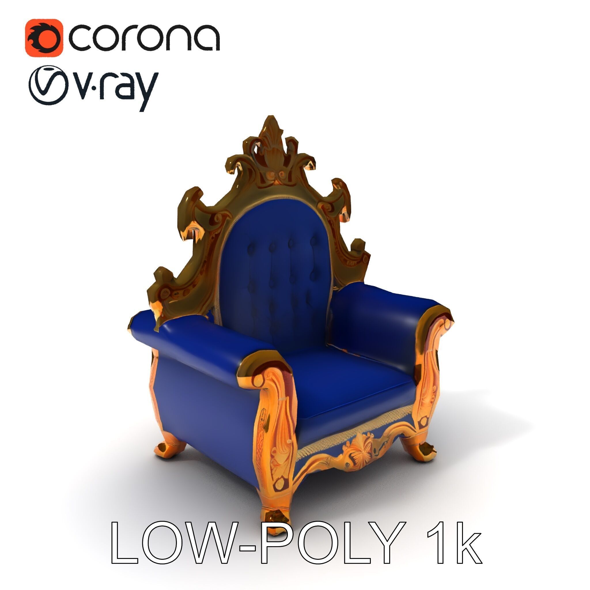 Ornate Royal Throne Chair D Model Pack Low-poly 3D model_22