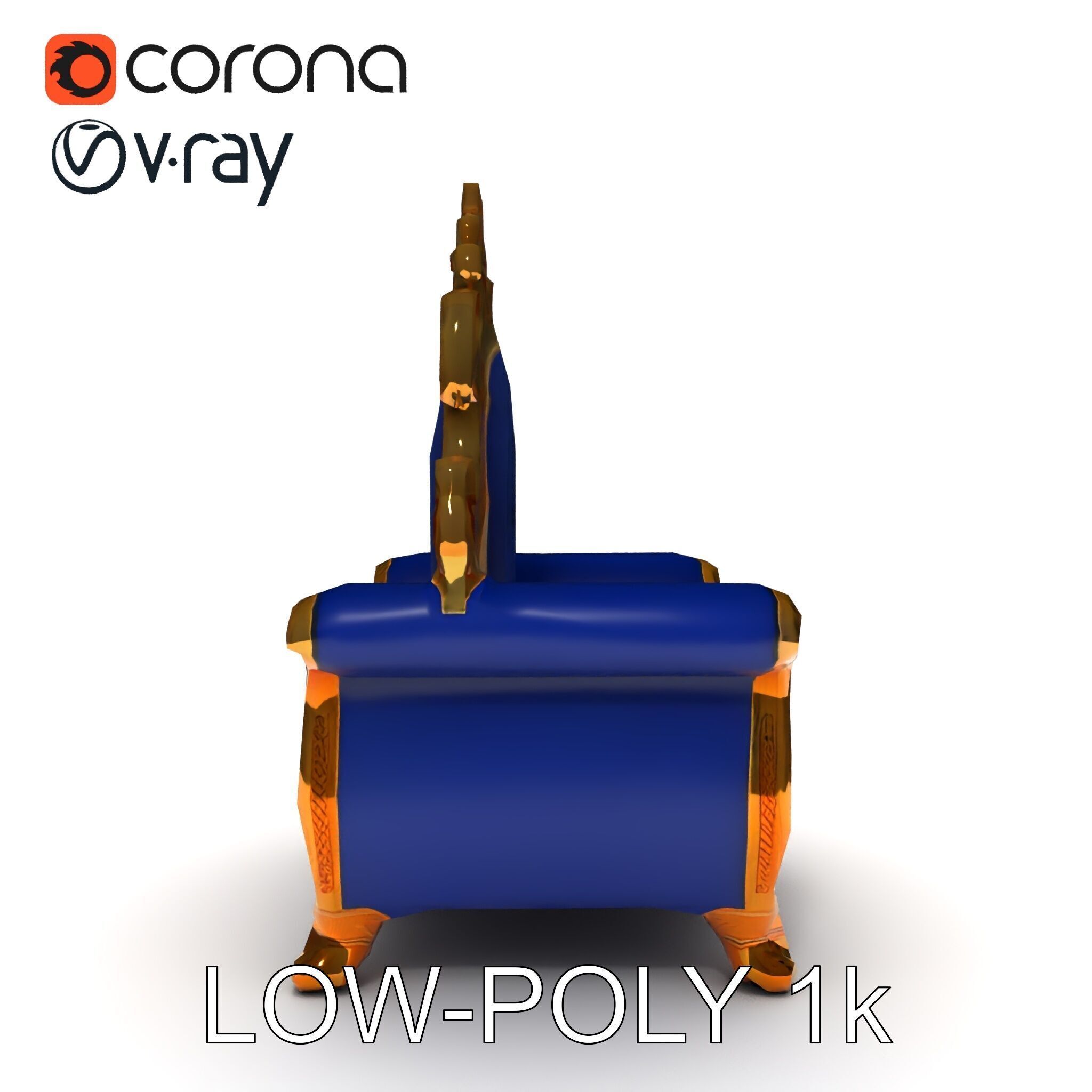 Ornate Royal Throne Chair D Model Pack Low-poly 3D model_16