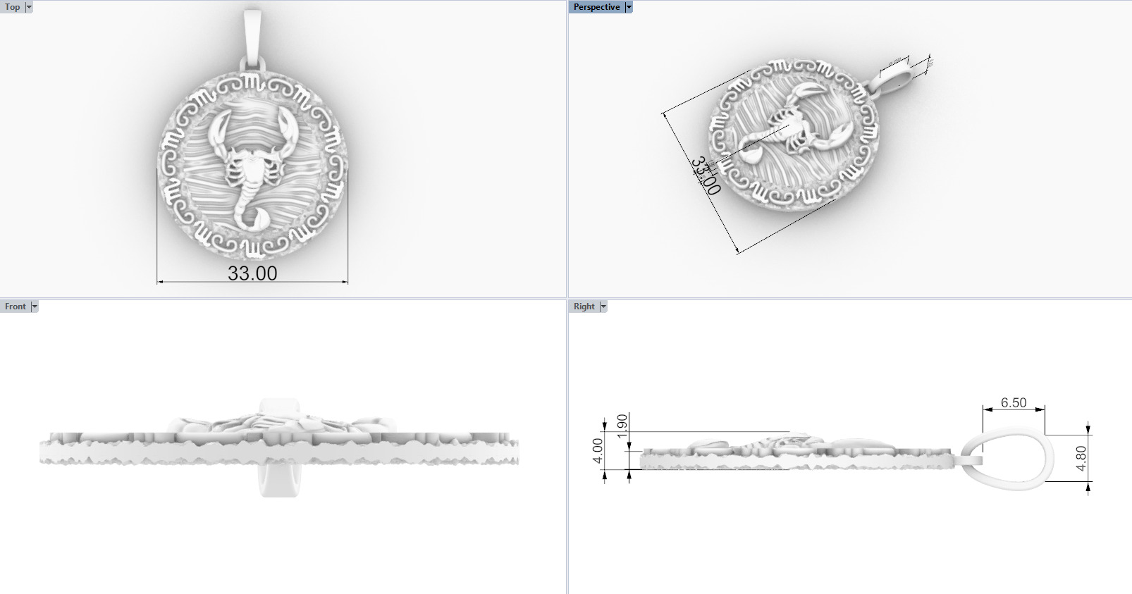 Zodiac scorpion pendant model 1269 3D print model_4