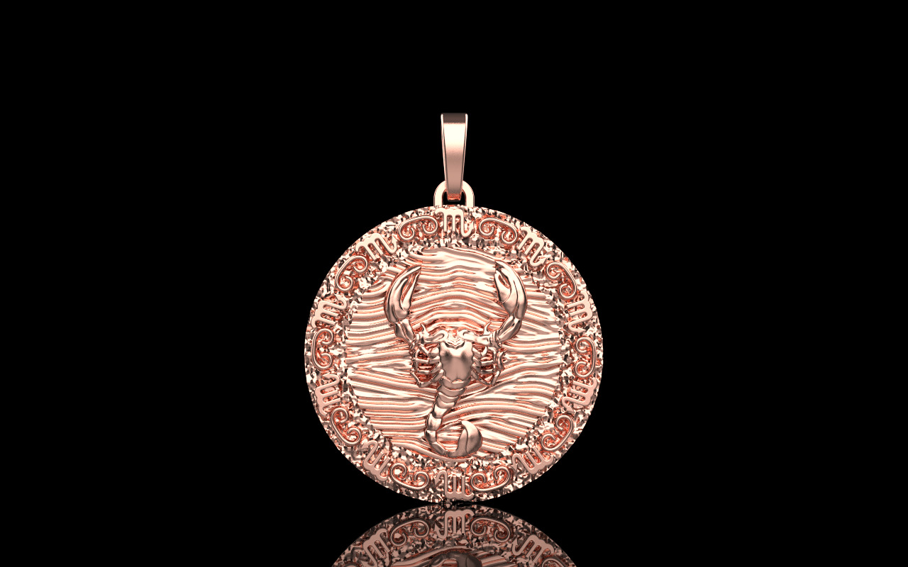 Zodiac scorpion pendant model 1269 3D print model_14