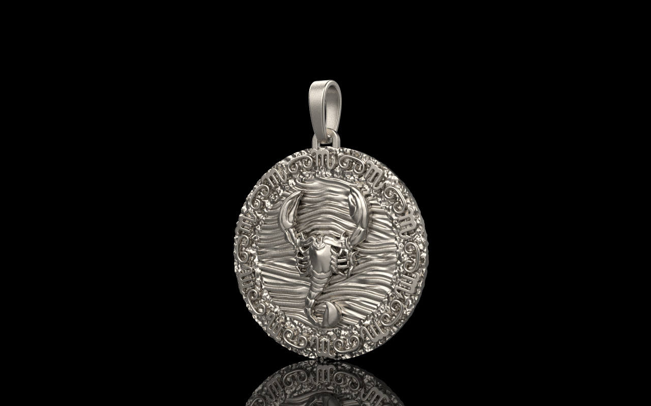 Zodiac scorpion pendant model 1269 3D print model_3
