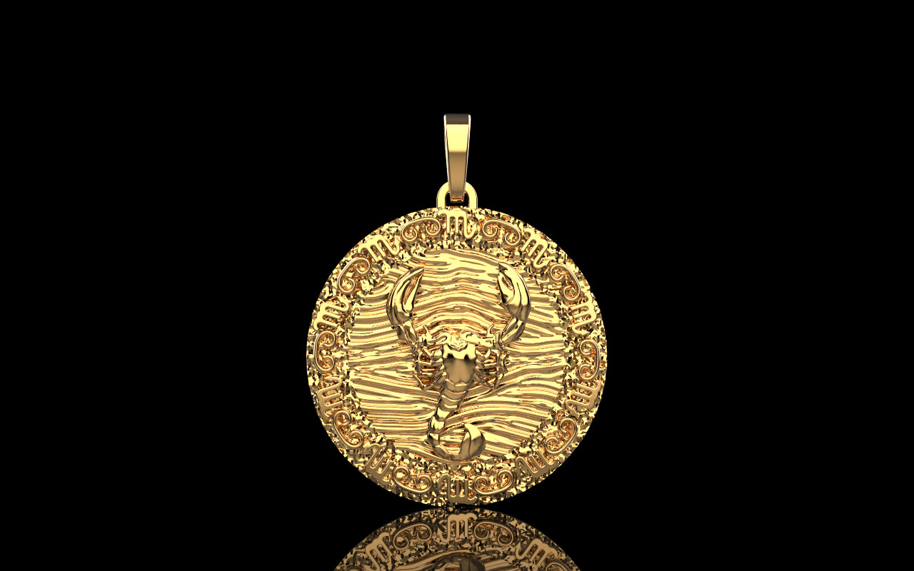 Zodiac scorpion pendant model 1269 3D print model_12