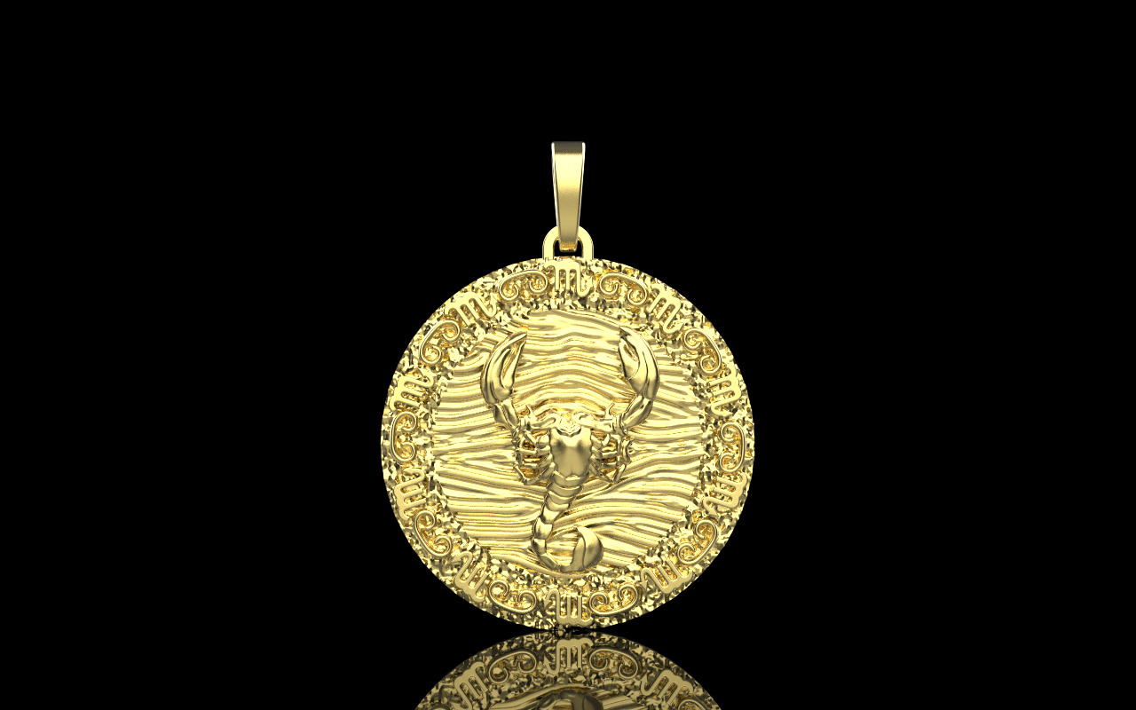 Zodiac scorpion pendant model 1269 3D print model_11