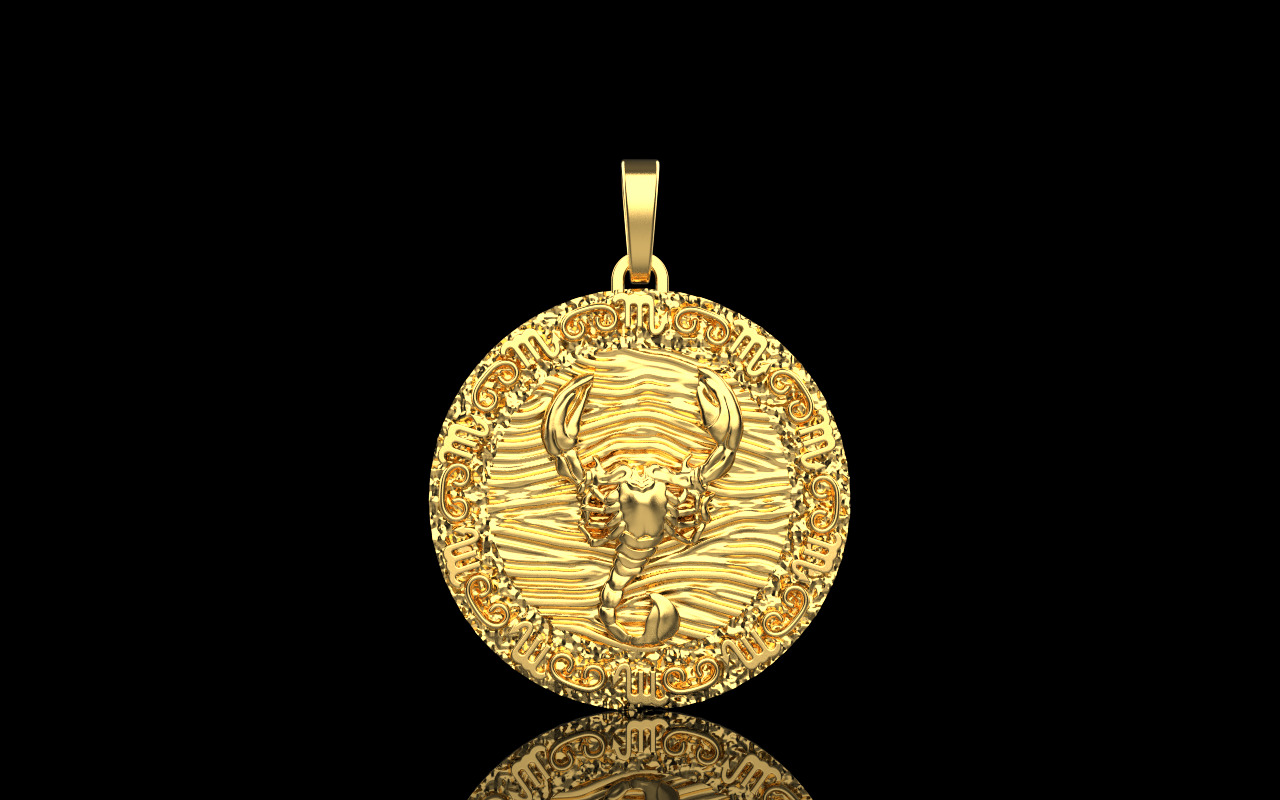 Zodiac scorpion pendant model 1269 3D print model_10