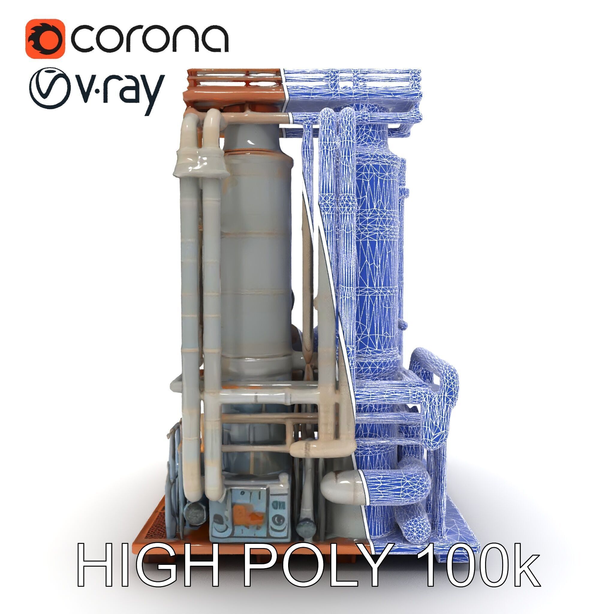 Industrial Factory Piping Structure D Model Pack Low-poly 3D model_32