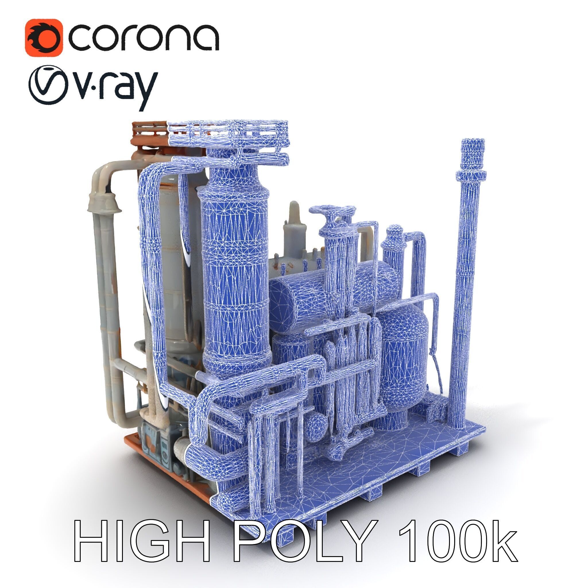 Industrial Factory Piping Structure D Model Pack Low-poly 3D model_23