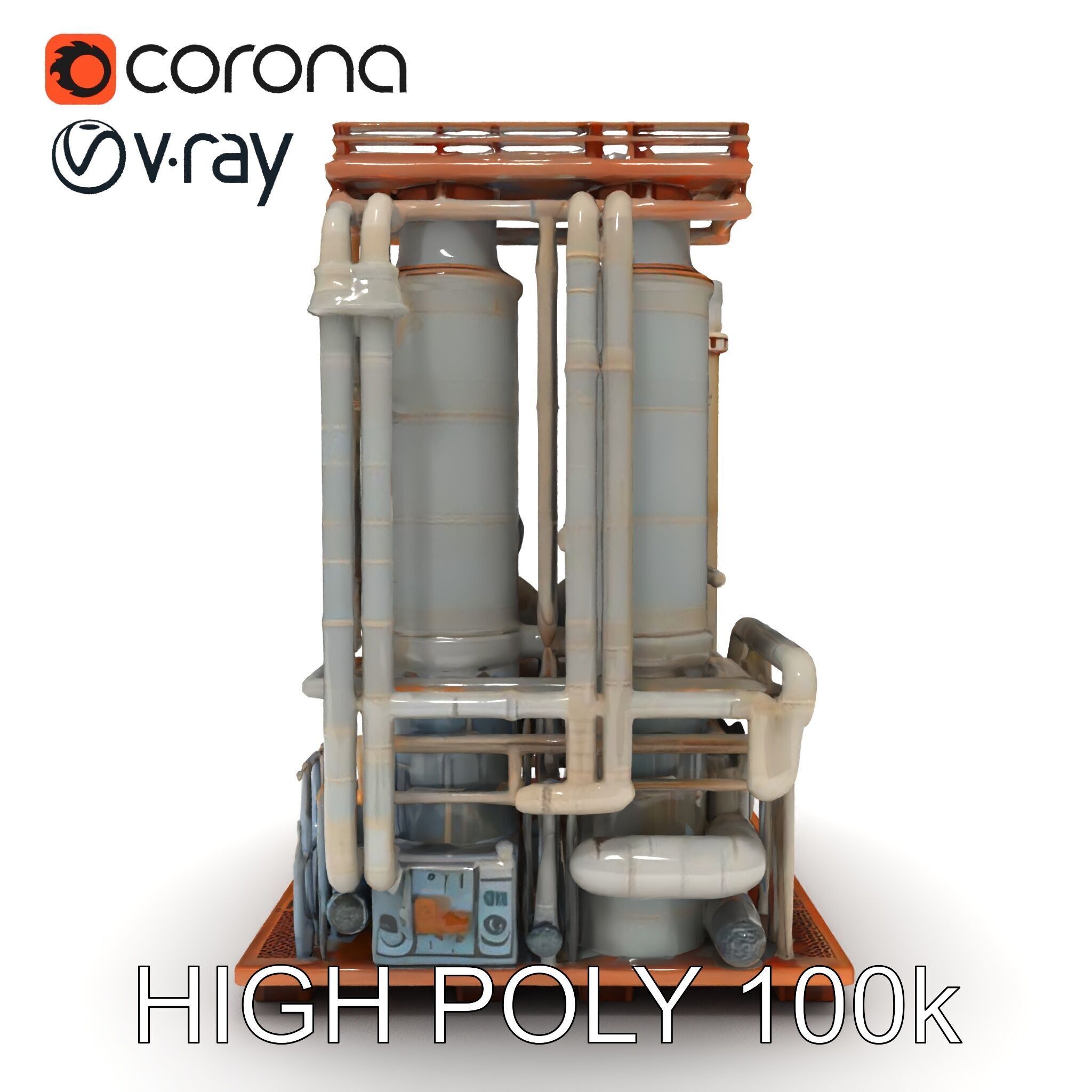 Industrial Factory Piping Structure D Model Pack Low-poly 3D model_14