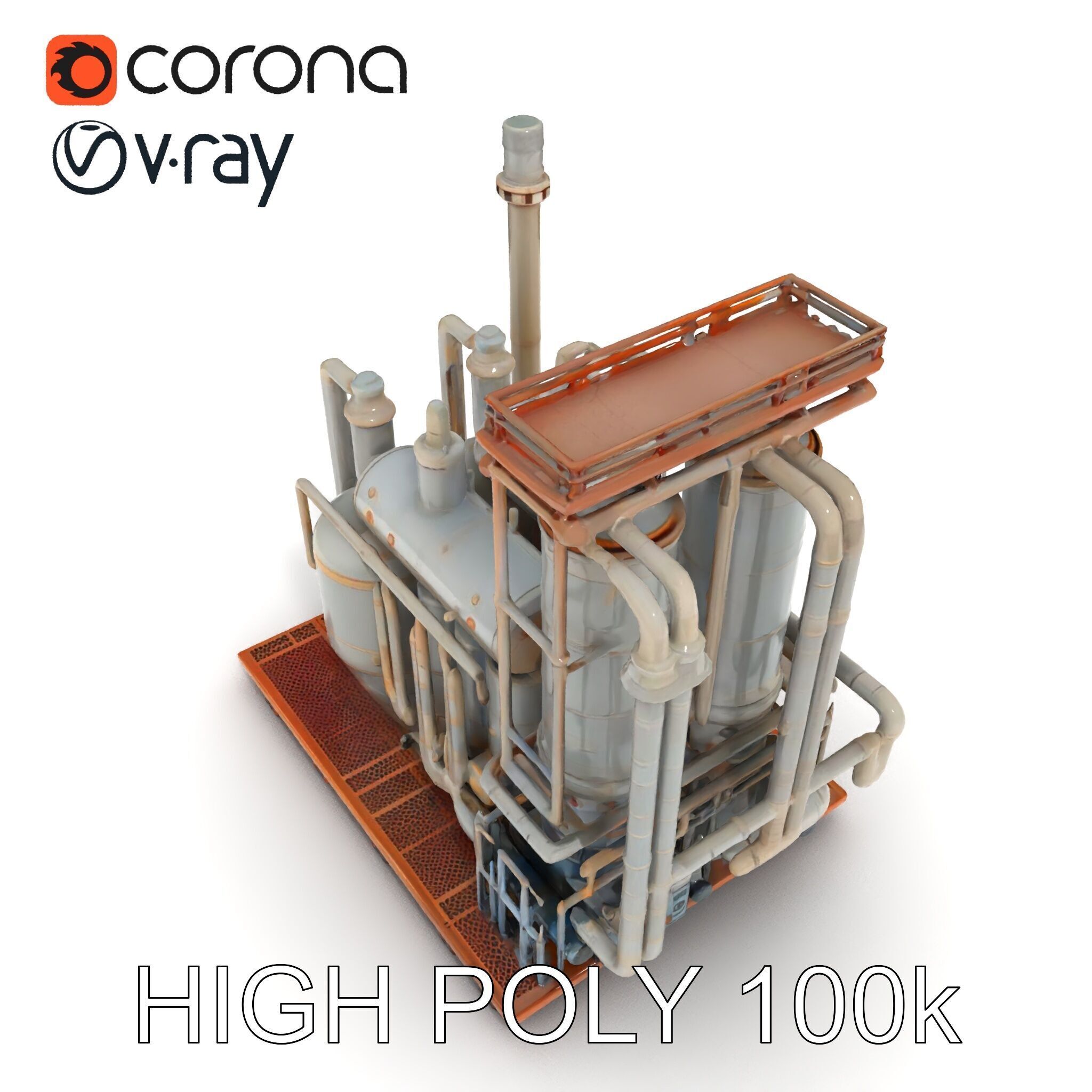 Industrial Factory Piping Structure D Model Pack Low-poly 3D model_24