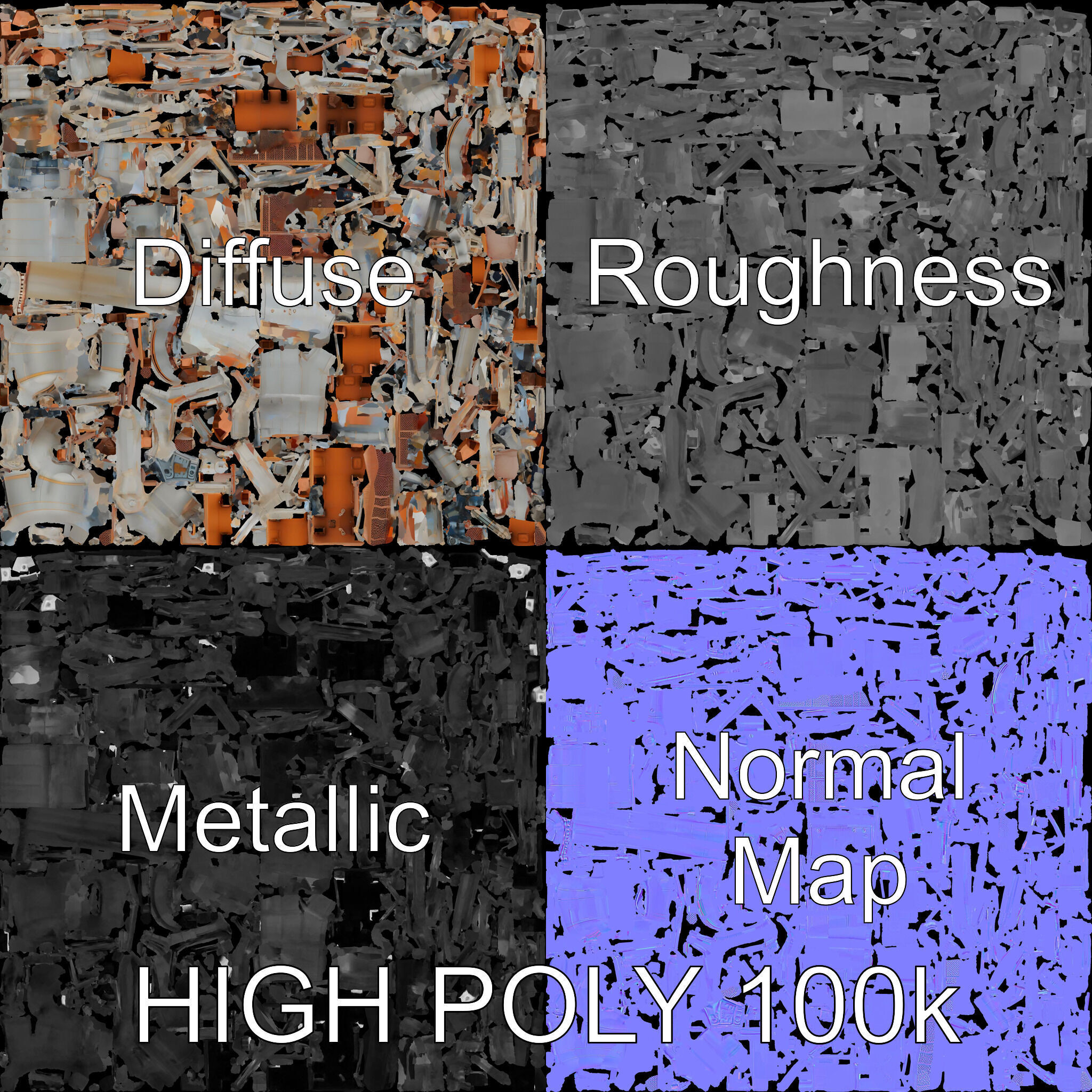 Industrial Factory Piping Structure D Model Pack Low-poly 3D model_2