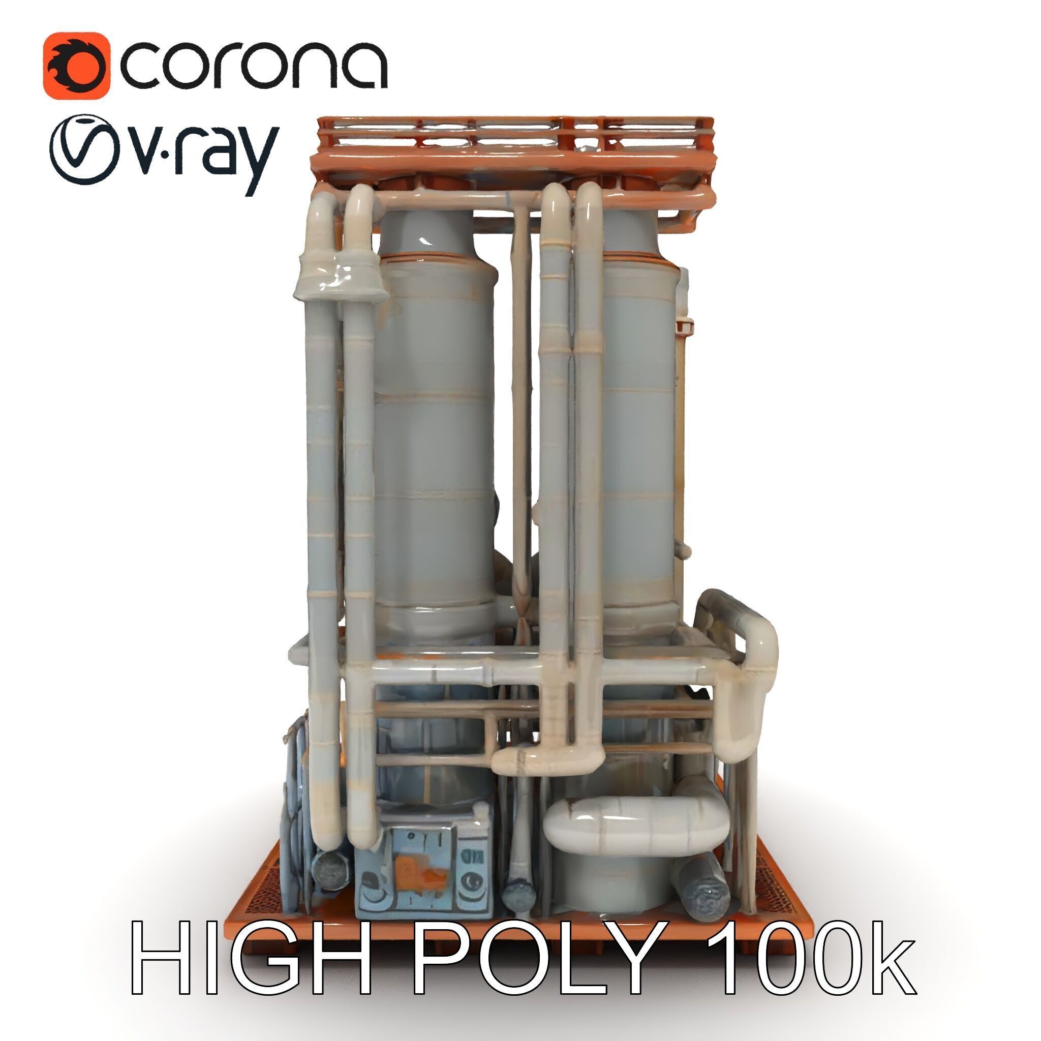 Industrial Factory Piping Structure D Model Pack Low-poly 3D model_8