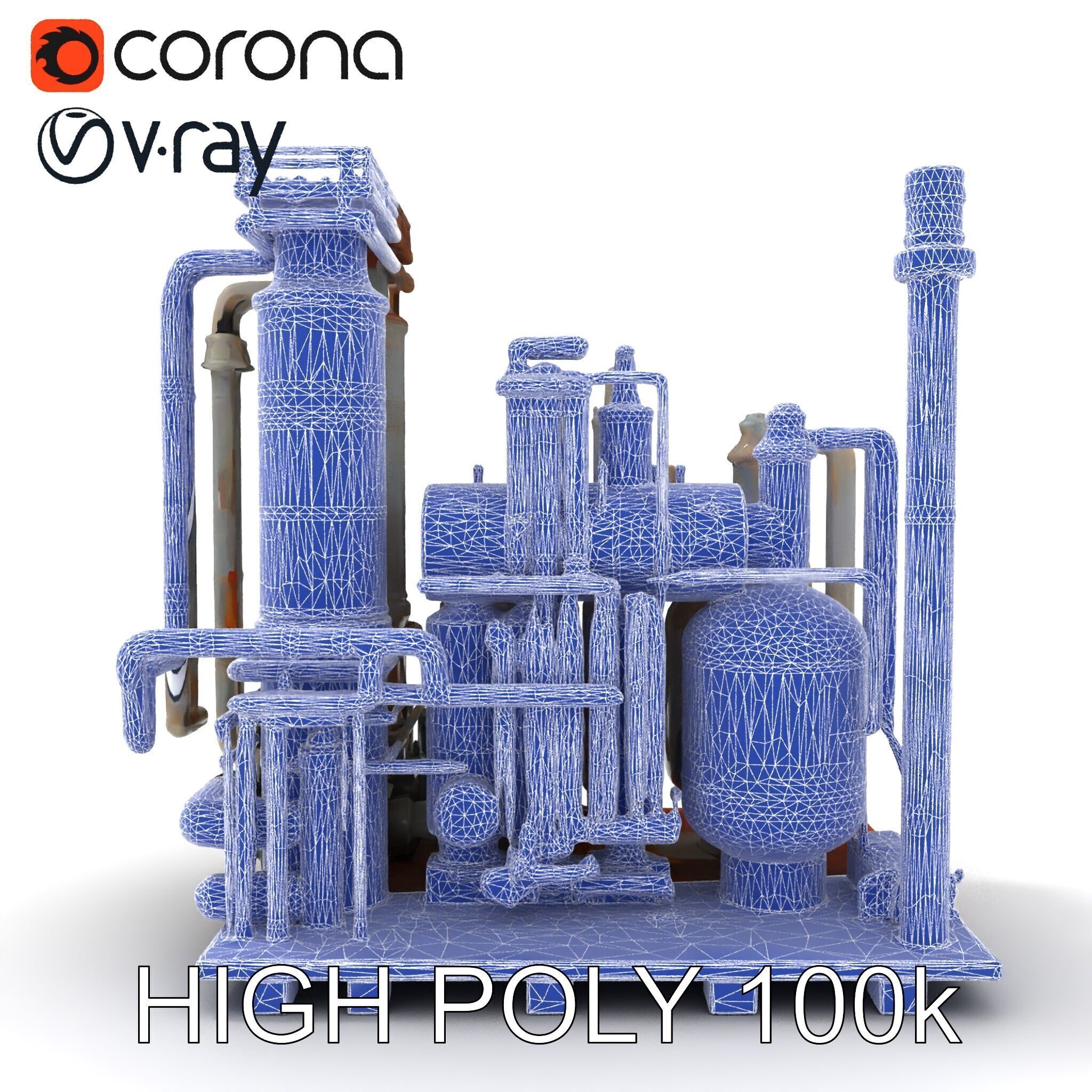 Industrial Factory Piping Structure D Model Pack Low-poly 3D model_27