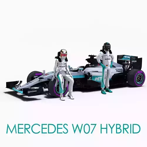 Mercedes W07 Hybrid Low-poly 3D model