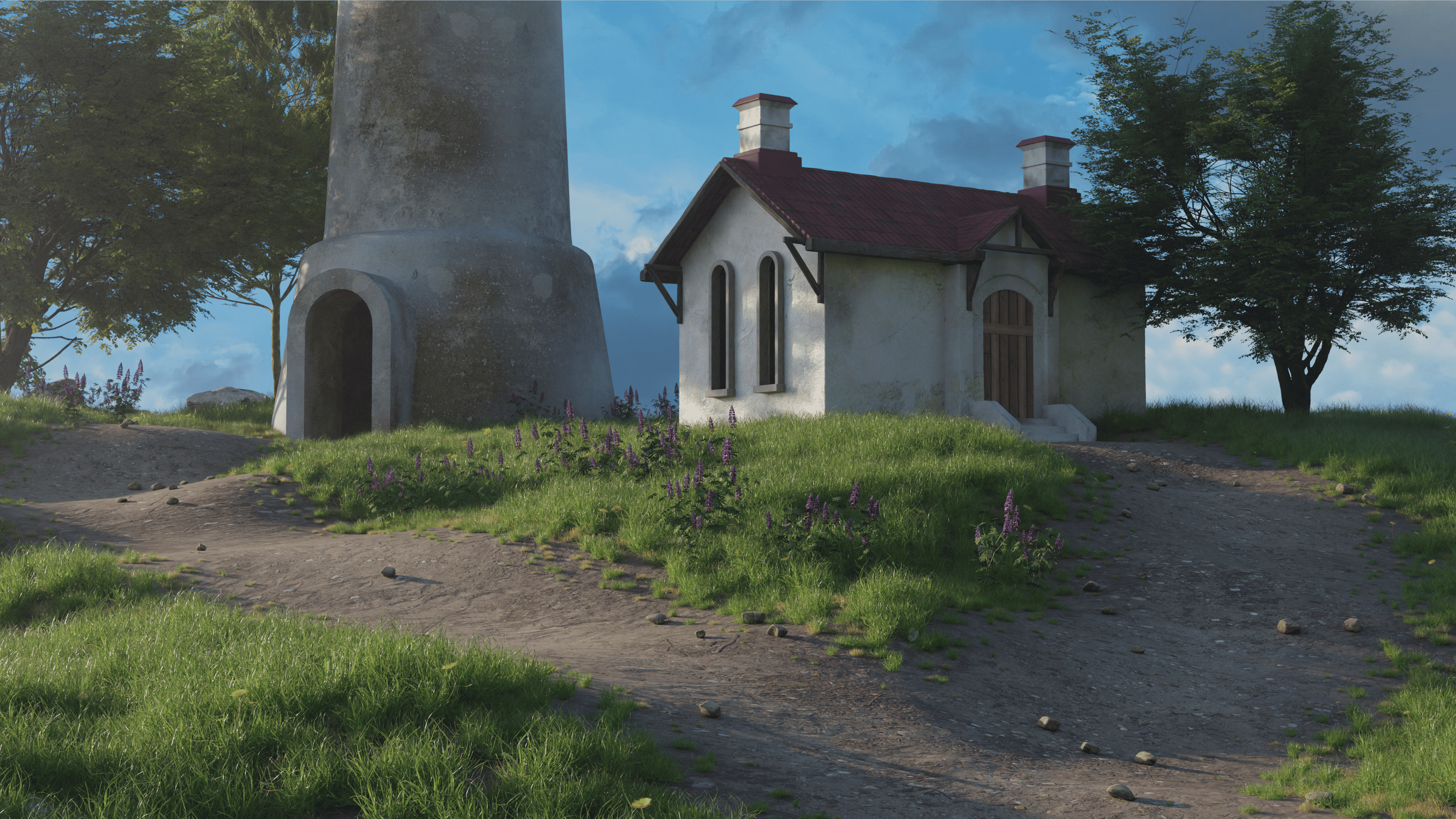 High-Quality Nature Scene with Lighthouse on Cliff 3D model_1