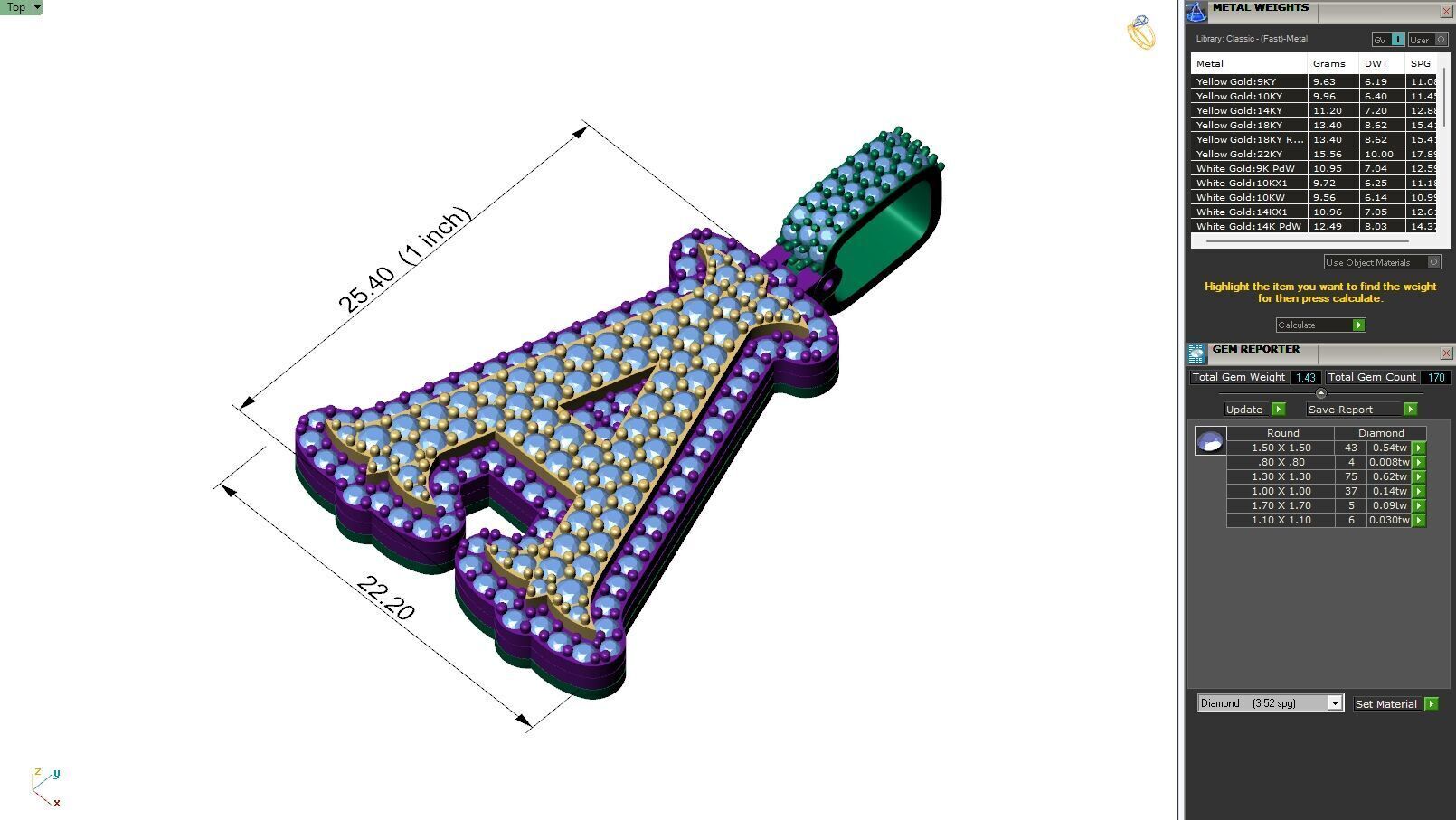 Custom Initial A Letter Diamond  A to Z Alphabet  Necklace 3D print model_6