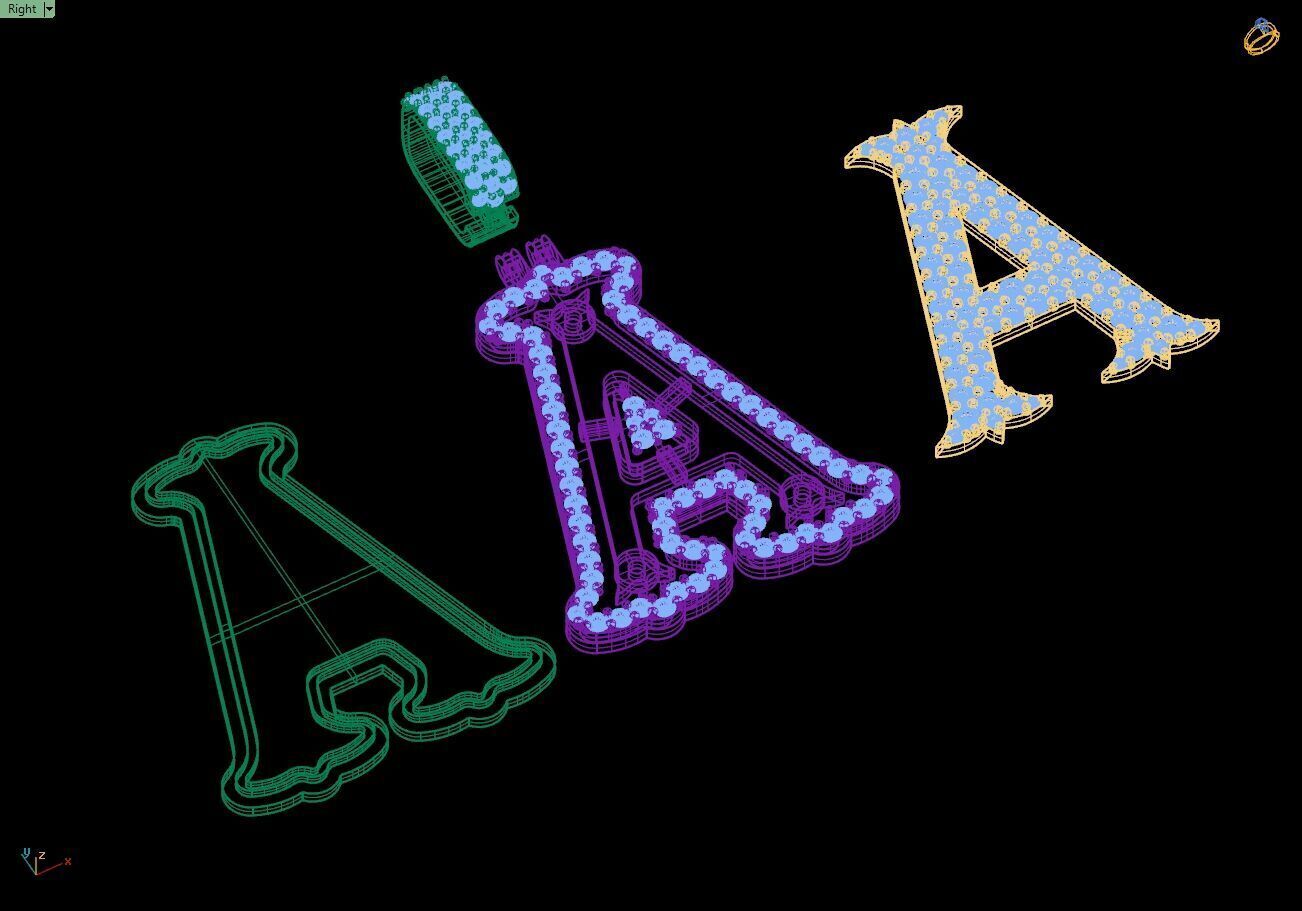 Custom Initial A Letter Diamond  A to Z Alphabet  Necklace 3D print model_14