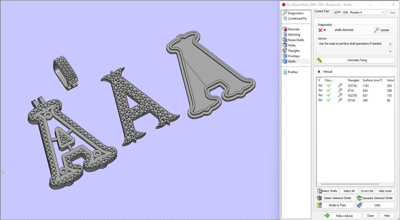 Custom Initial A Letter Diamond  A to Z Alphabet  Necklace 3D print model_15