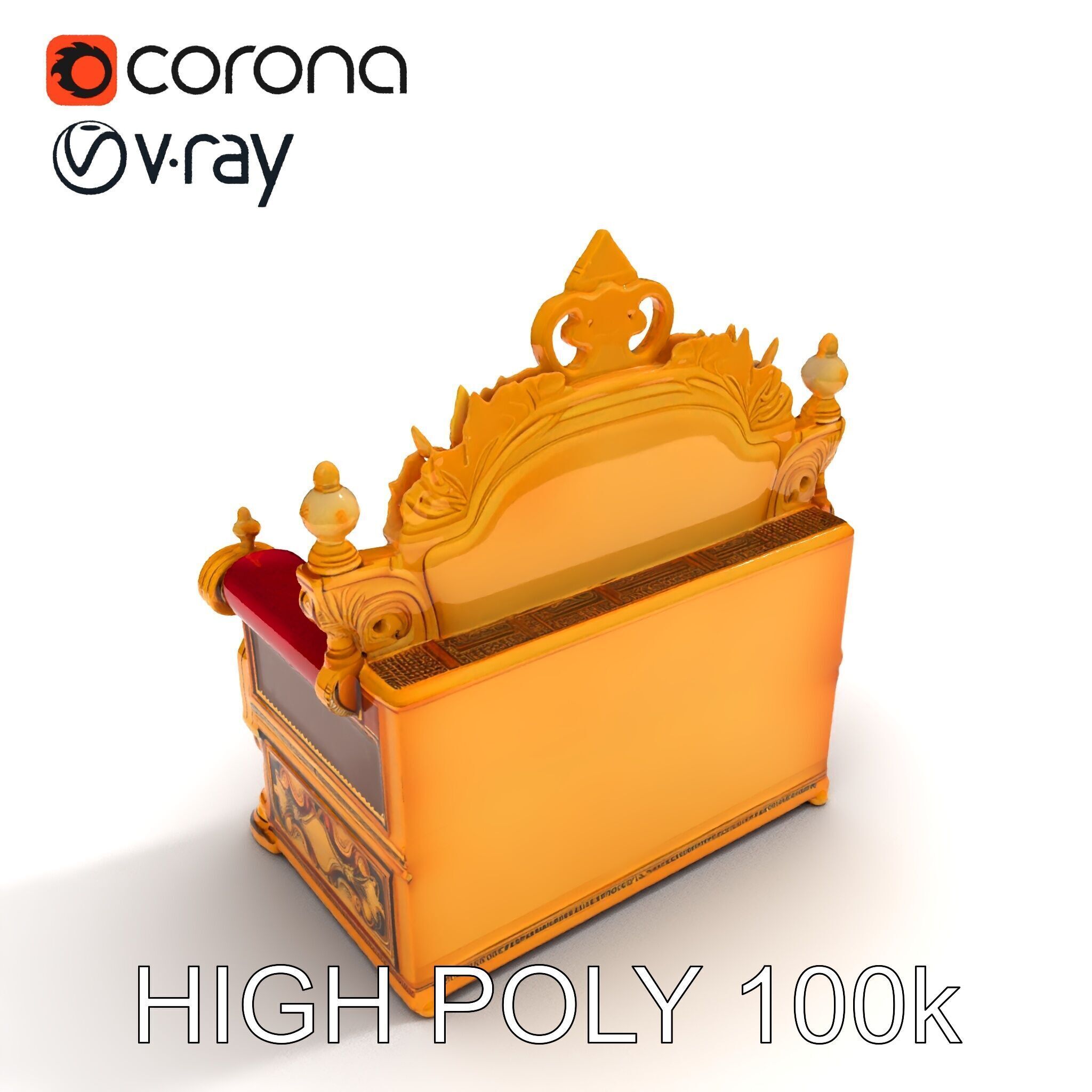 Regal Throne Chair Model Pack Low-poly 3D model_18