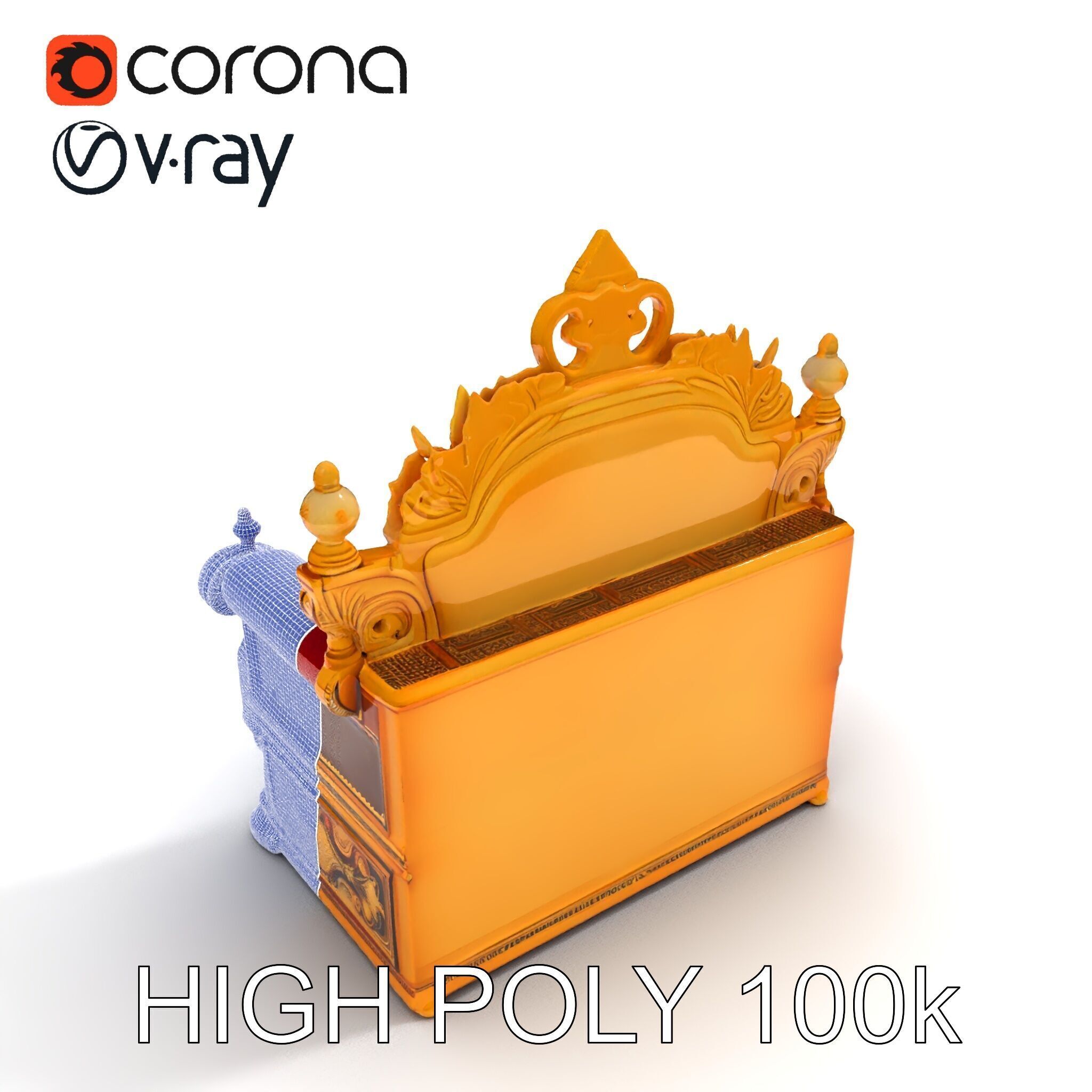 Regal Throne Chair Model Pack Low-poly 3D model_13