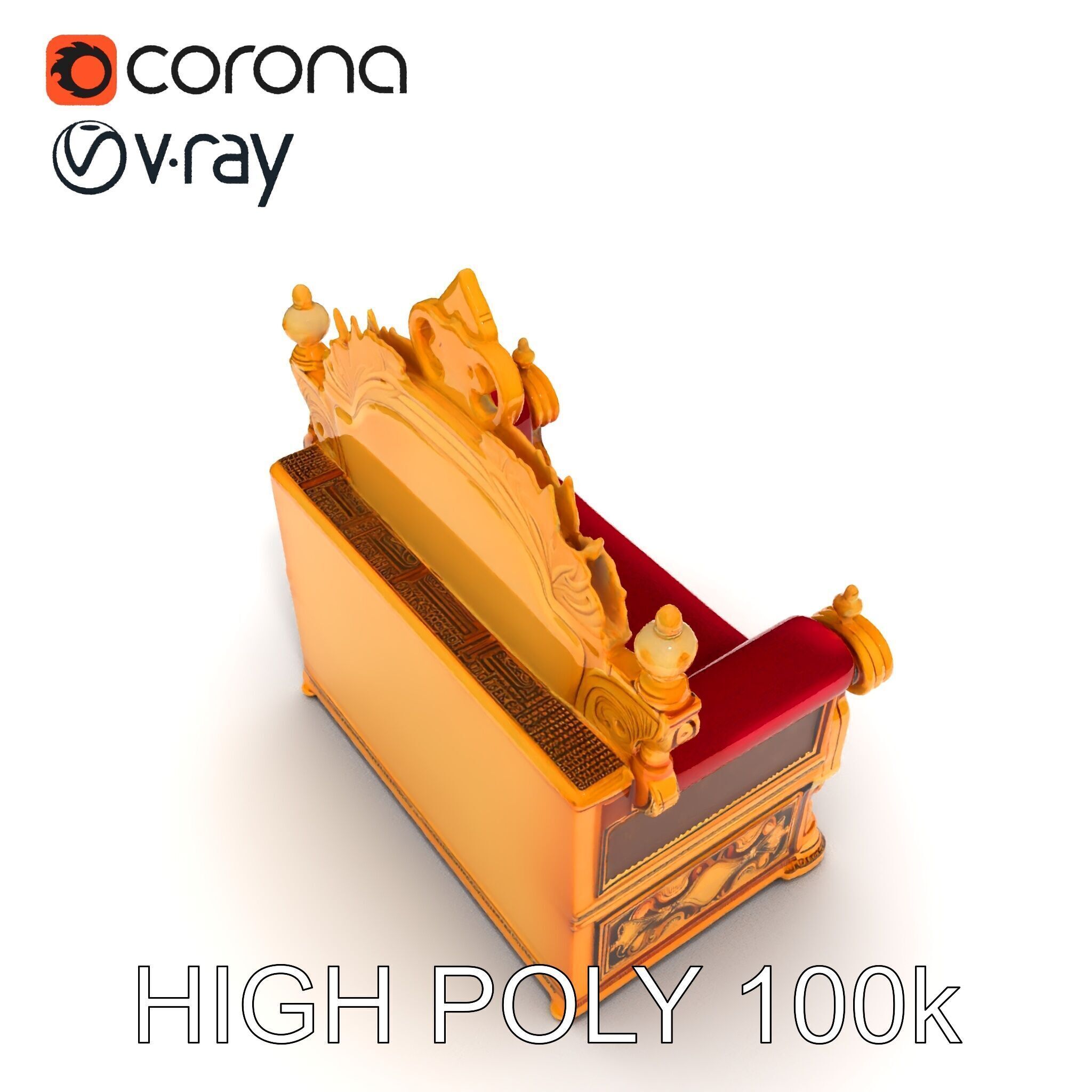 Regal Throne Chair Model Pack Low-poly 3D model_32