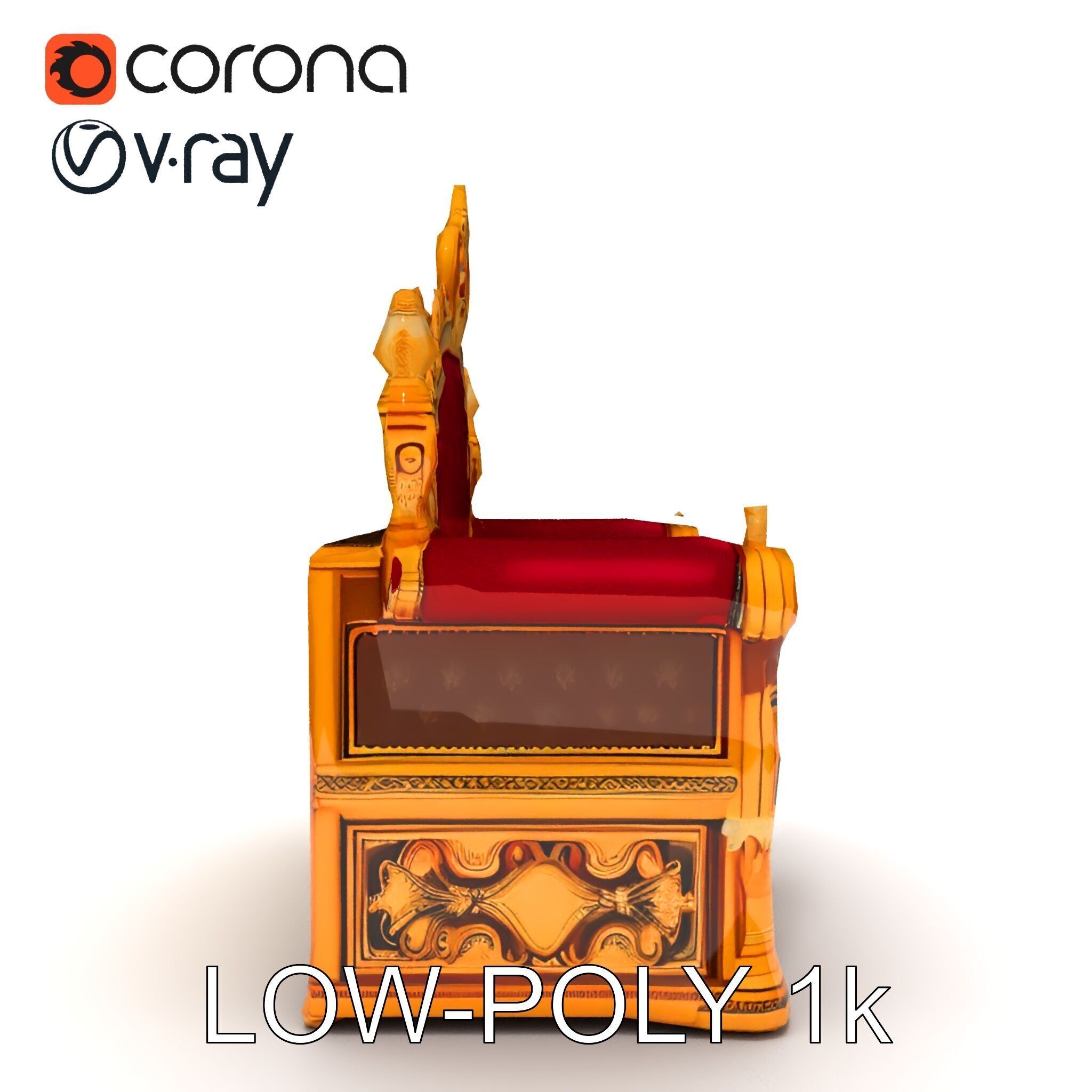 Regal Throne Chair Model Pack Low-poly 3D model_7
