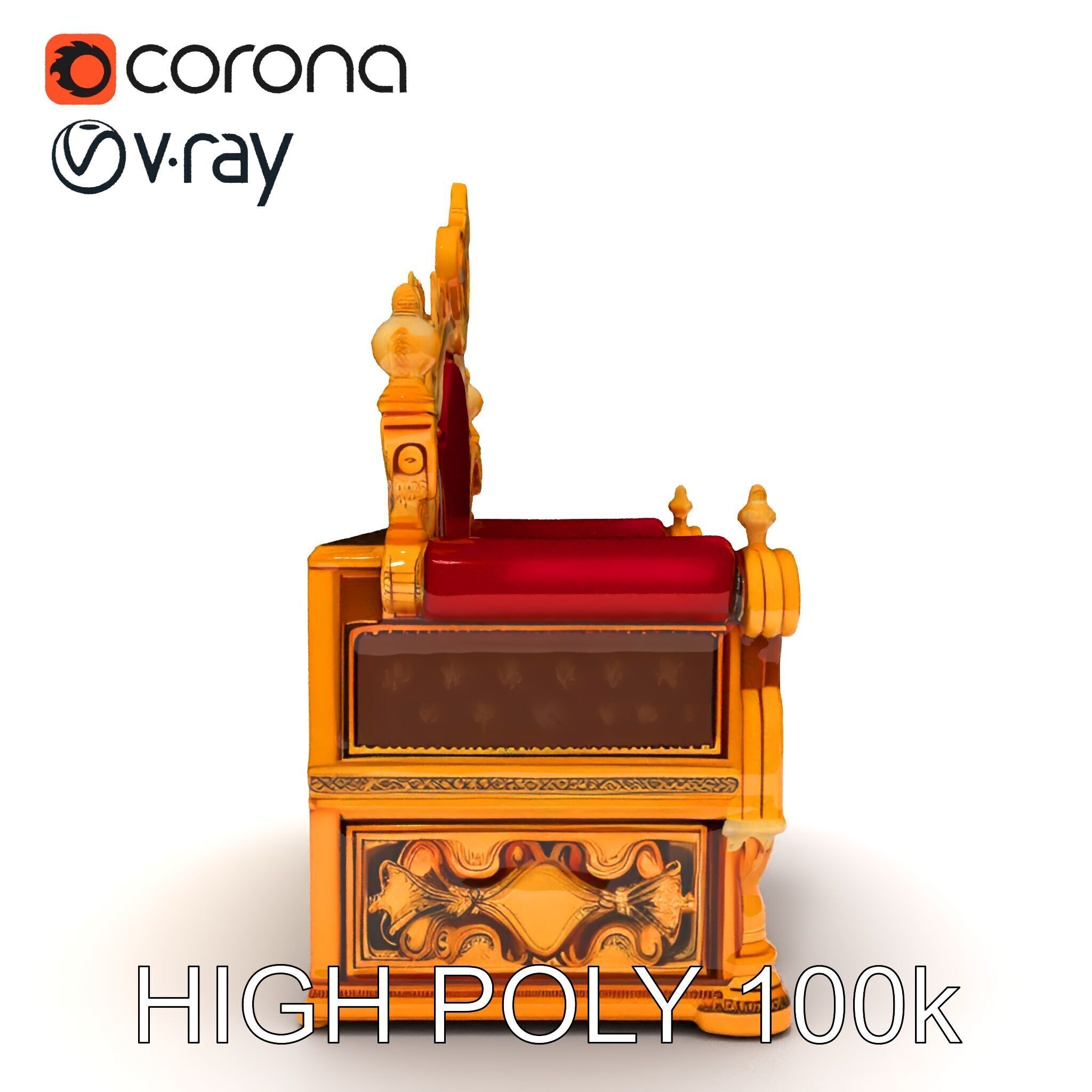 Regal Throne Chair Model Pack Low-poly 3D model_23