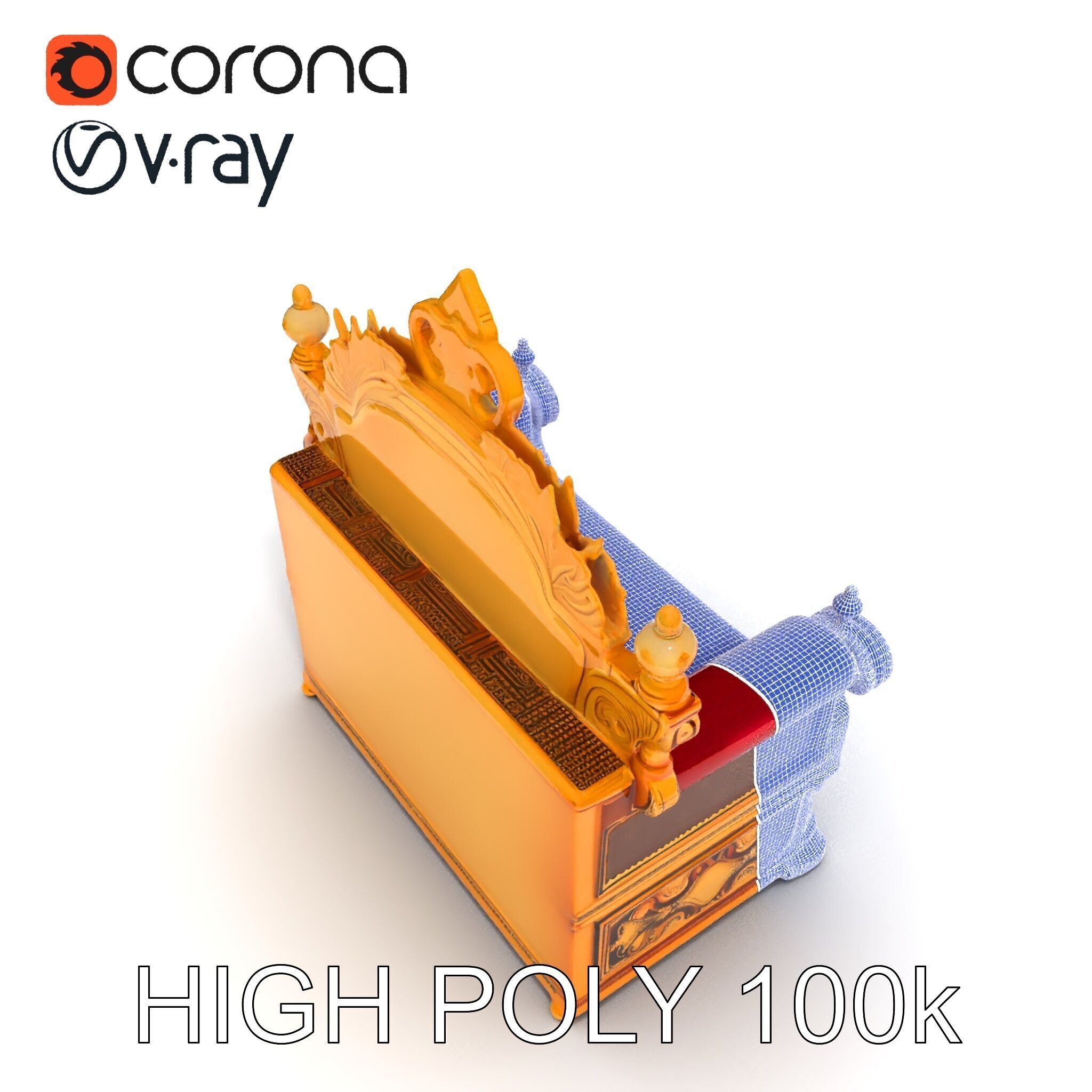 Regal Throne Chair Model Pack Low-poly 3D model_35