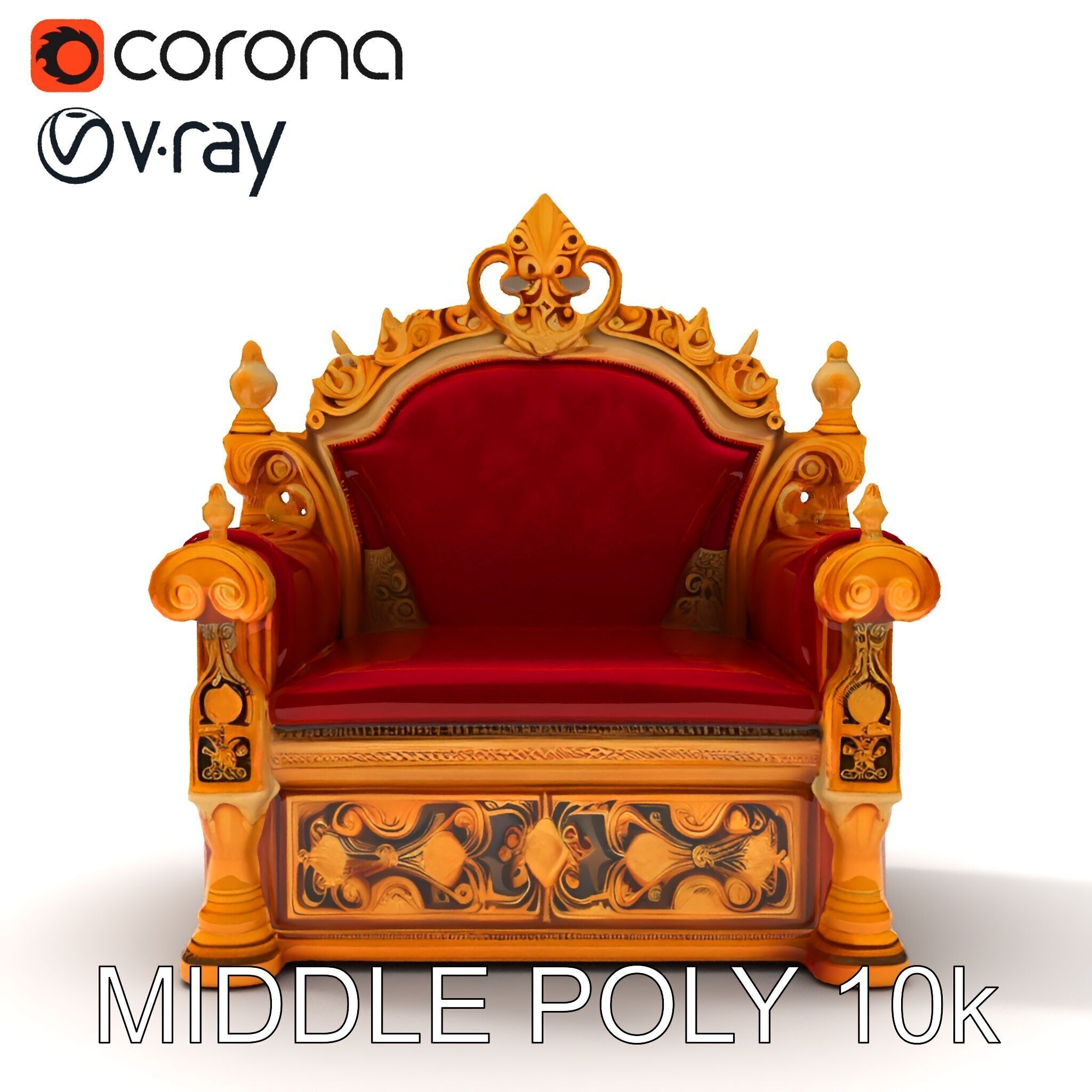 Regal Throne Chair Model Pack Low-poly 3D model_14
