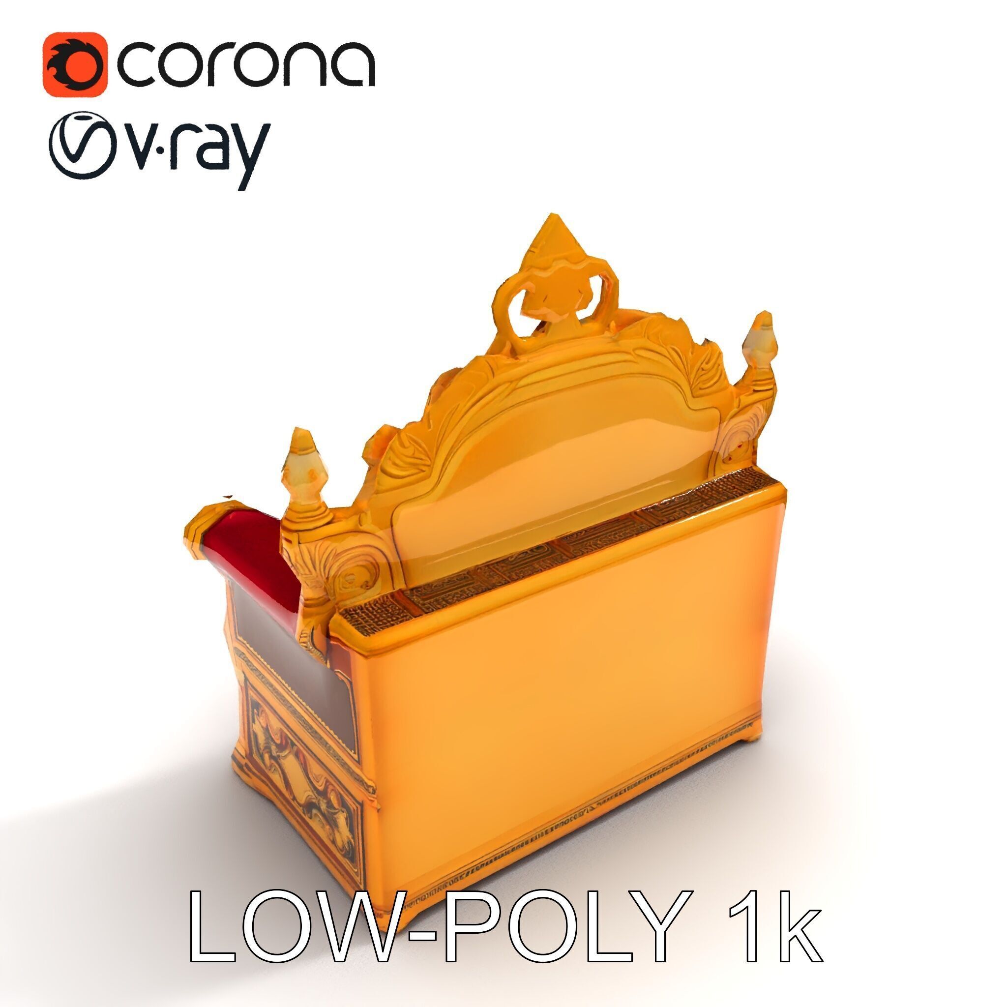 Regal Throne Chair Model Pack Low-poly 3D model_31