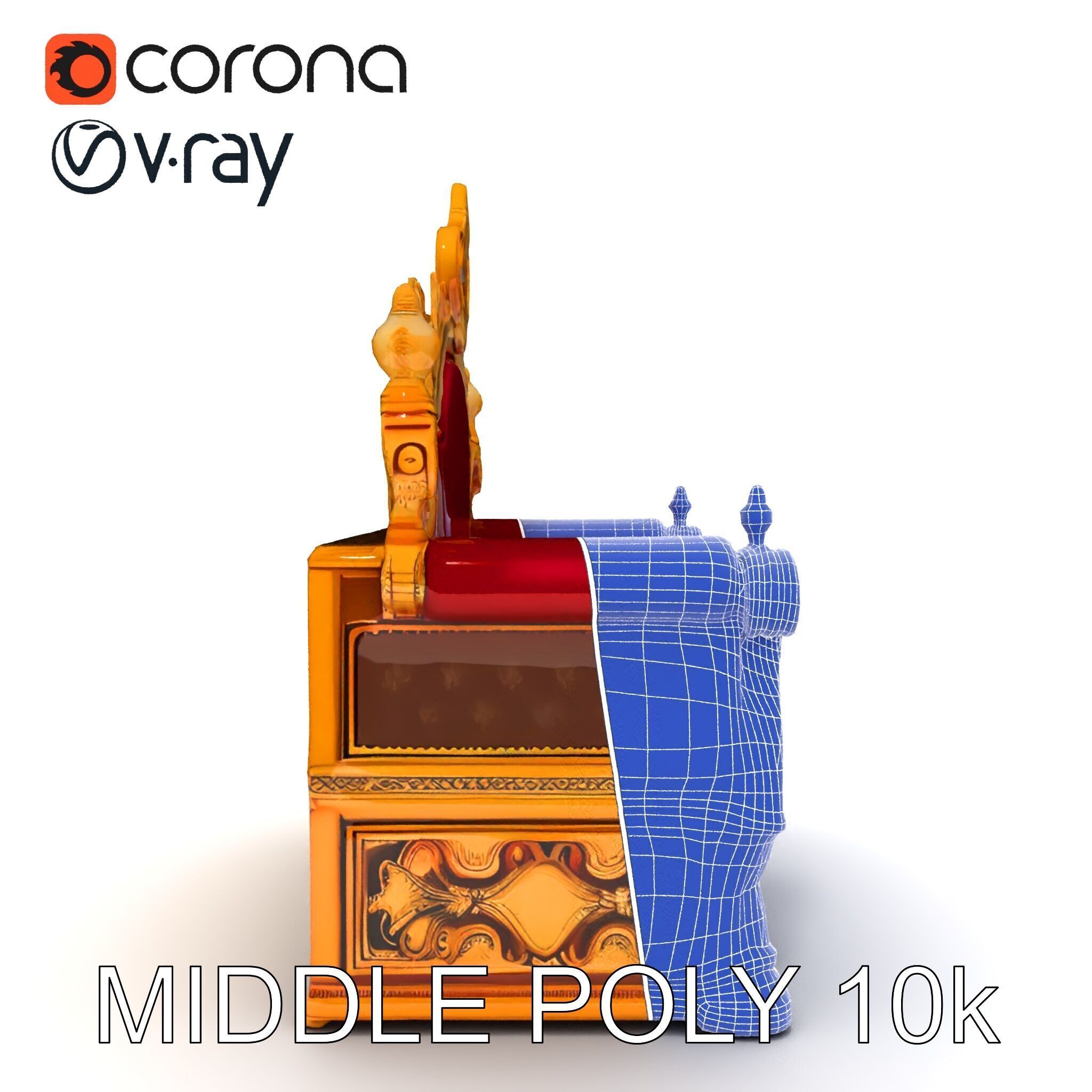 Regal Throne Chair Model Pack Low-poly 3D model_30