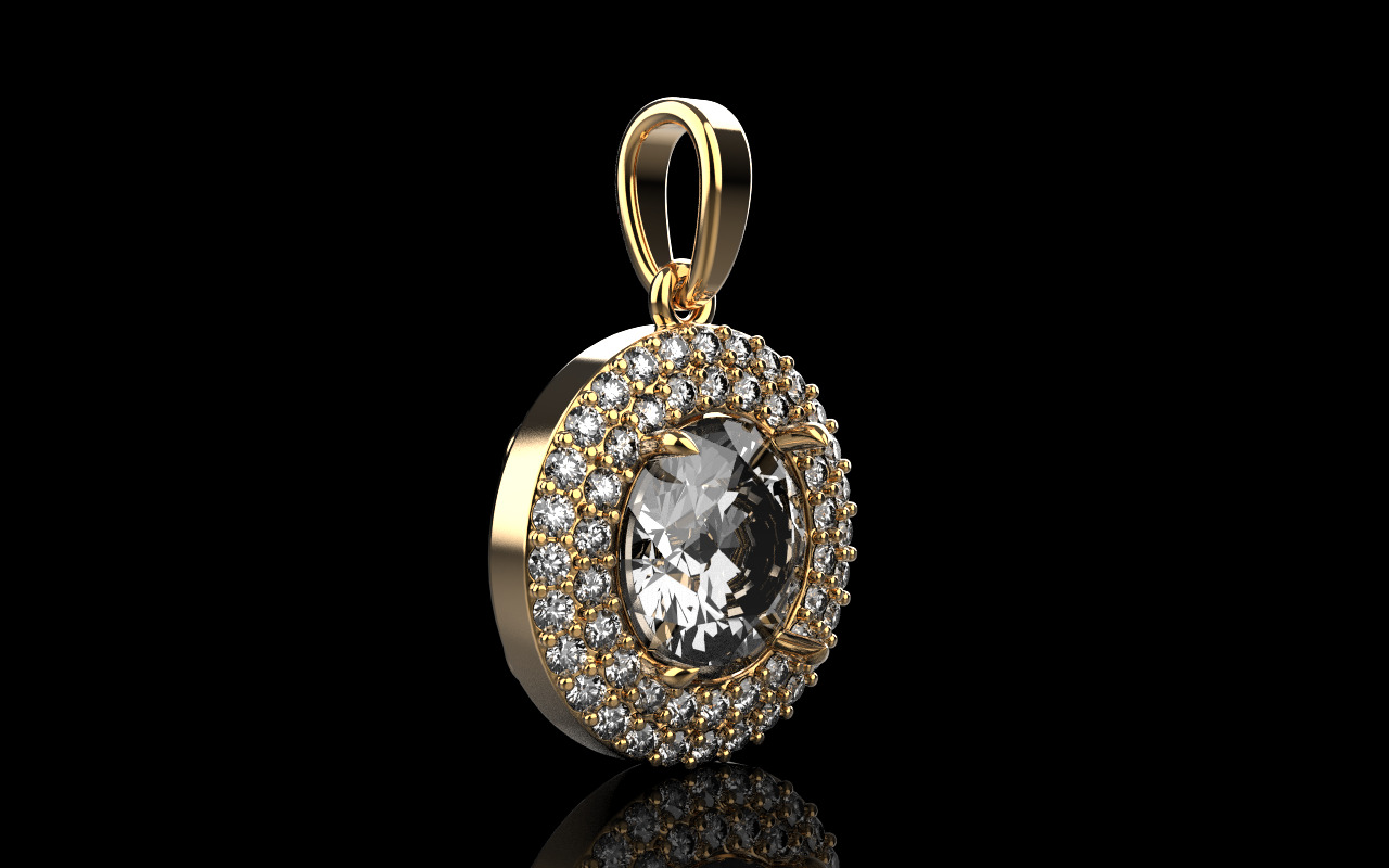 Round pendant model 1280 3D print model_2