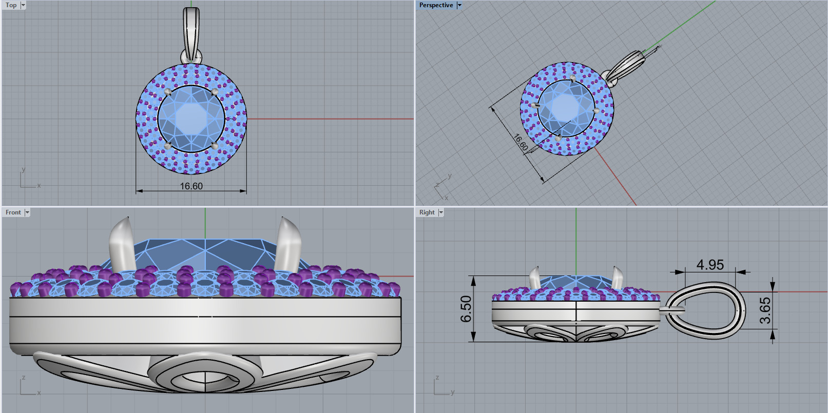 Round pendant model 1280 3D print model_3