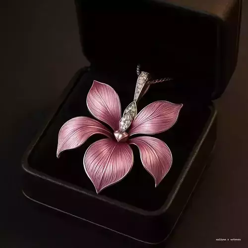 Orchid Treasure  Luxury Jewelry Art in Silver and Pink