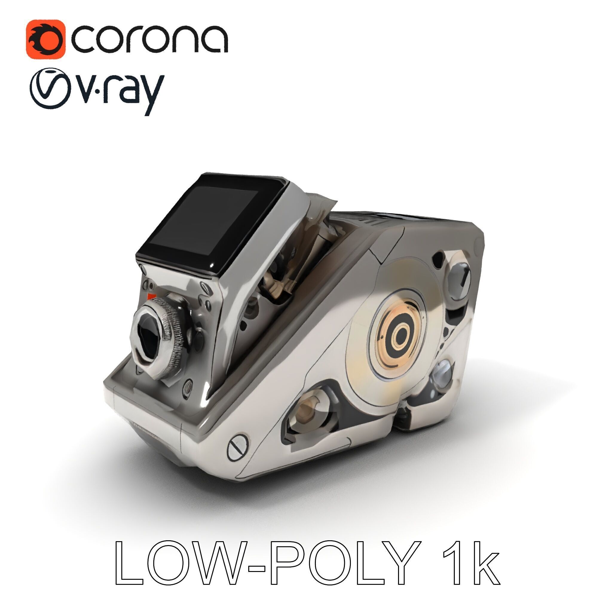 Retro Futuristic Camera Model Pack Low-poly 3D model_23