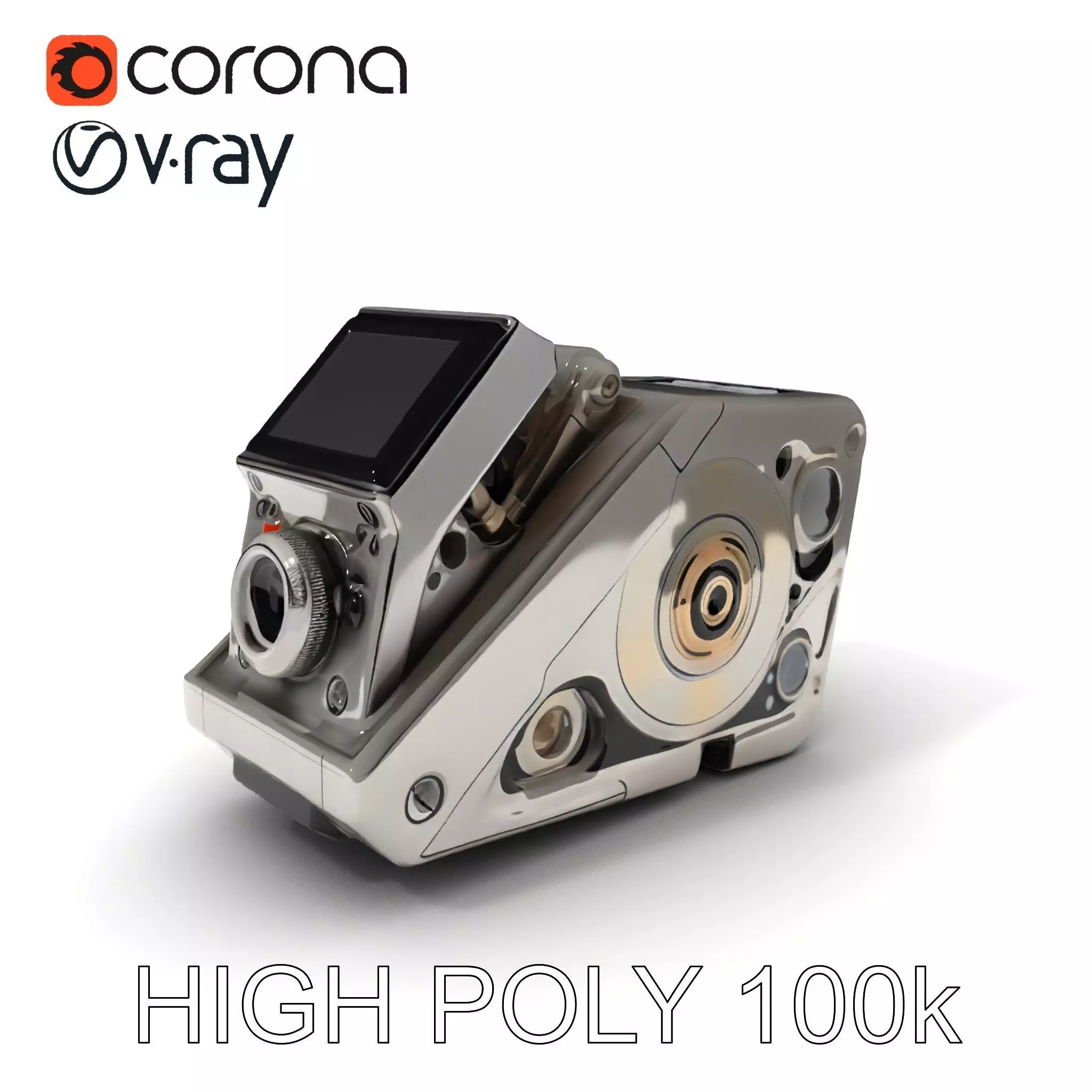 Retro Futuristic Camera Model Pack Low-poly 3D model_0