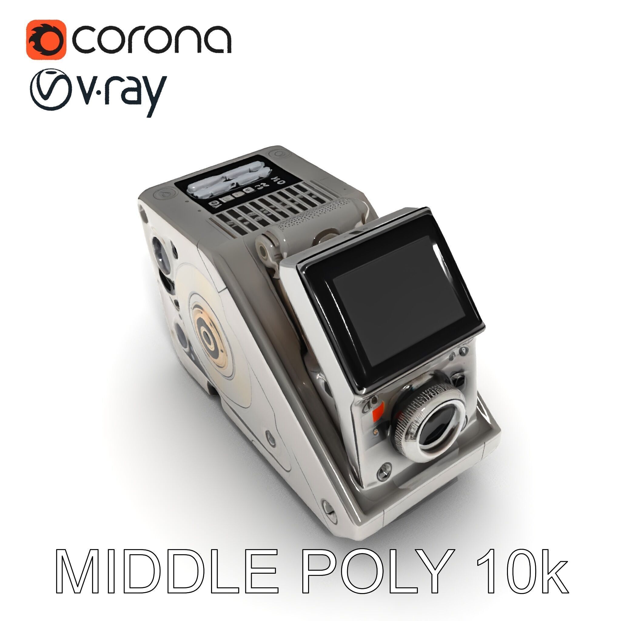 Retro Futuristic Camera Model Pack Low-poly 3D model_9