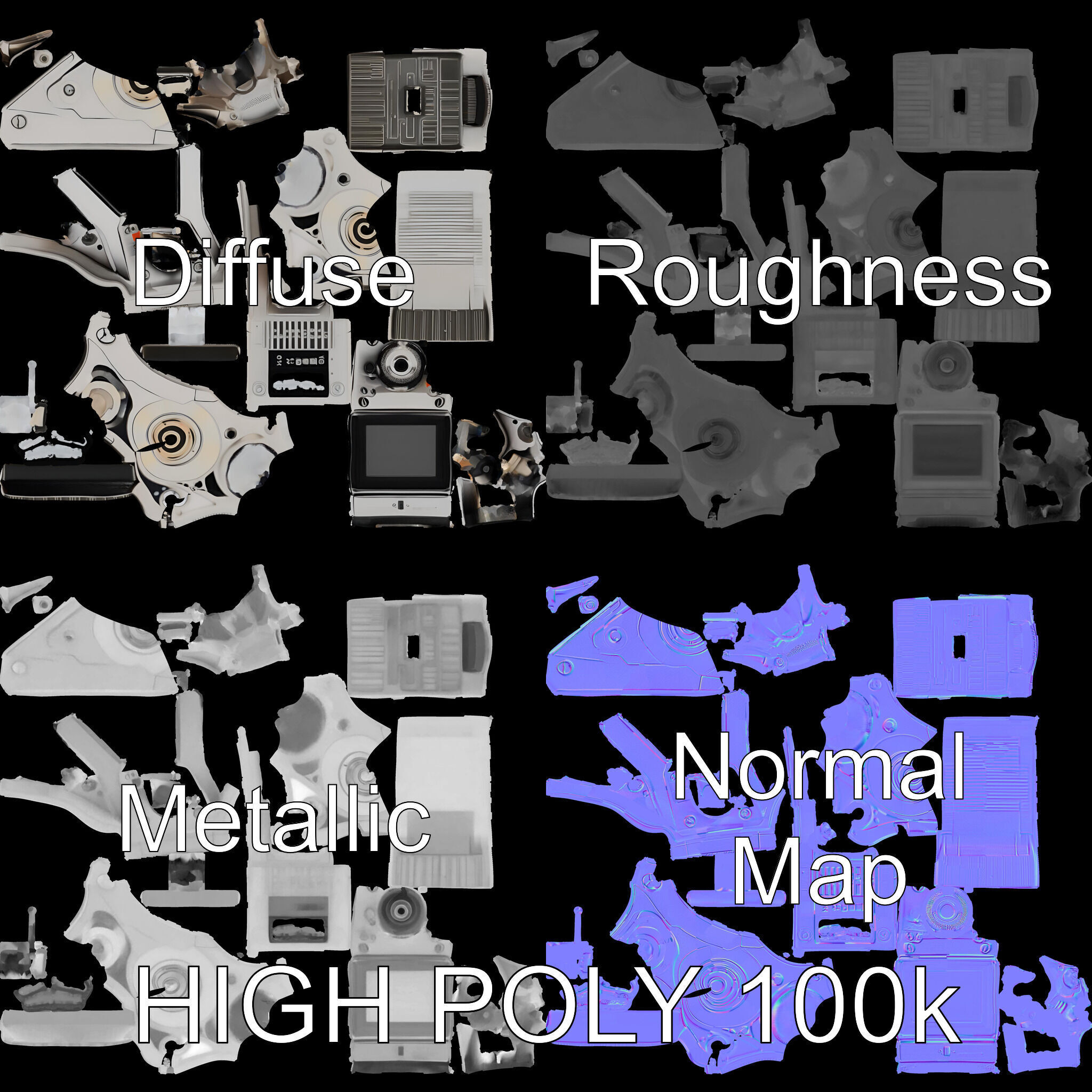 Retro Futuristic Camera Model Pack Low-poly 3D model_2