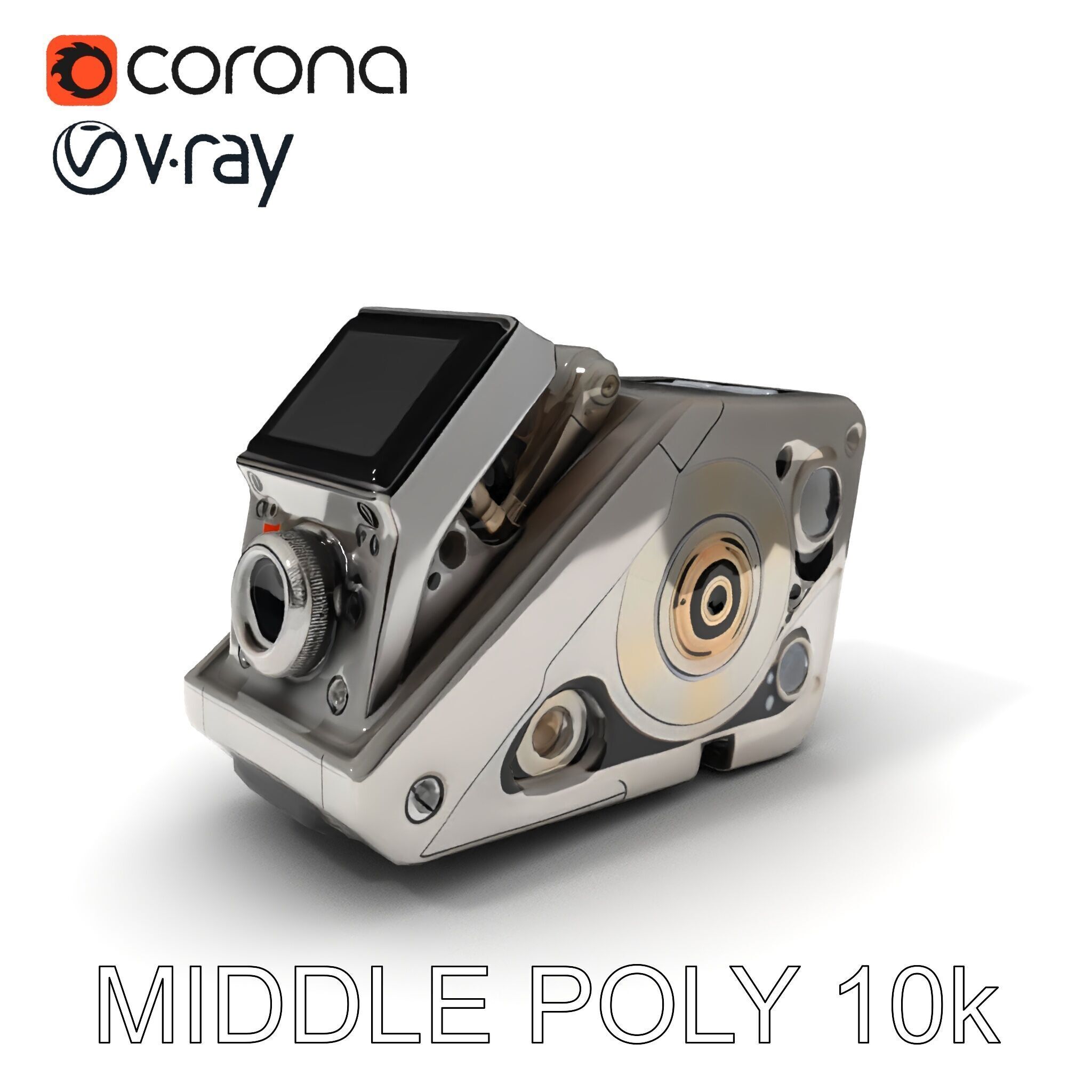 Retro Futuristic Camera Model Pack Low-poly 3D model_32