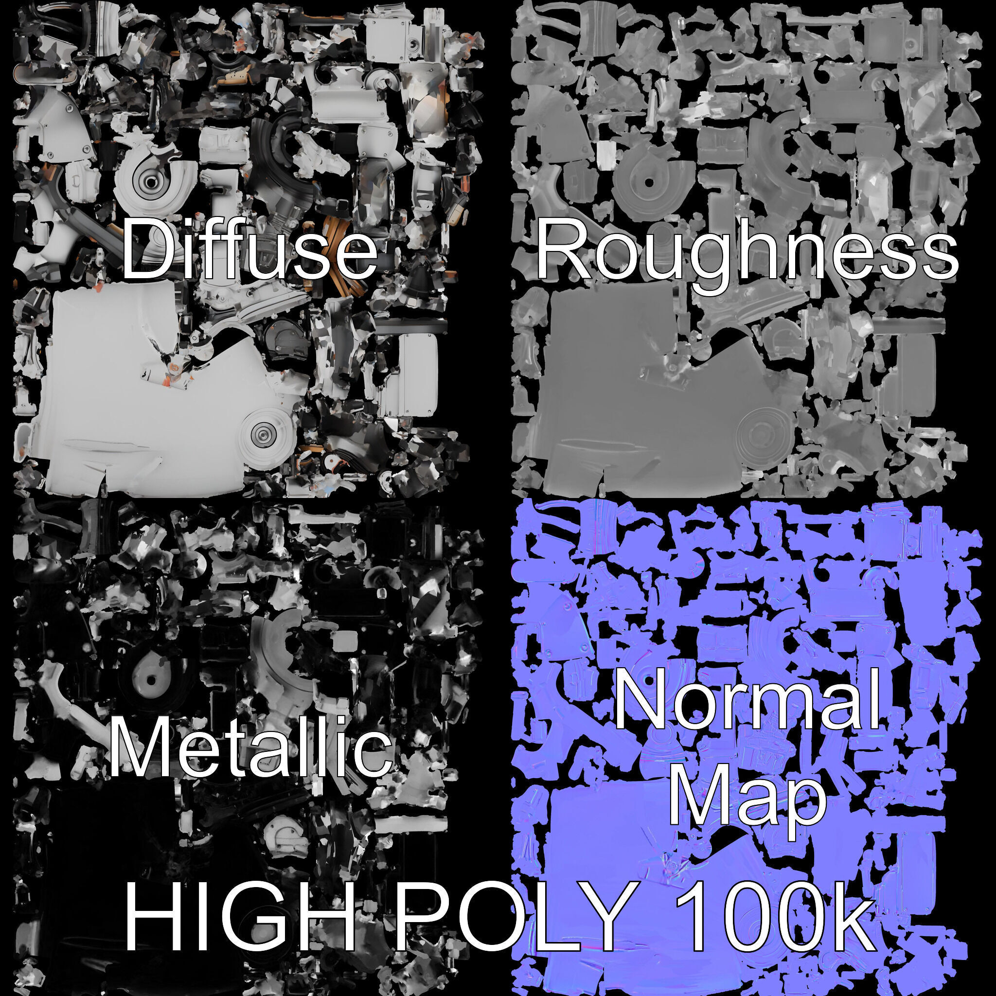 Industrial Engine D Model Pack Low-poly 3D model_2