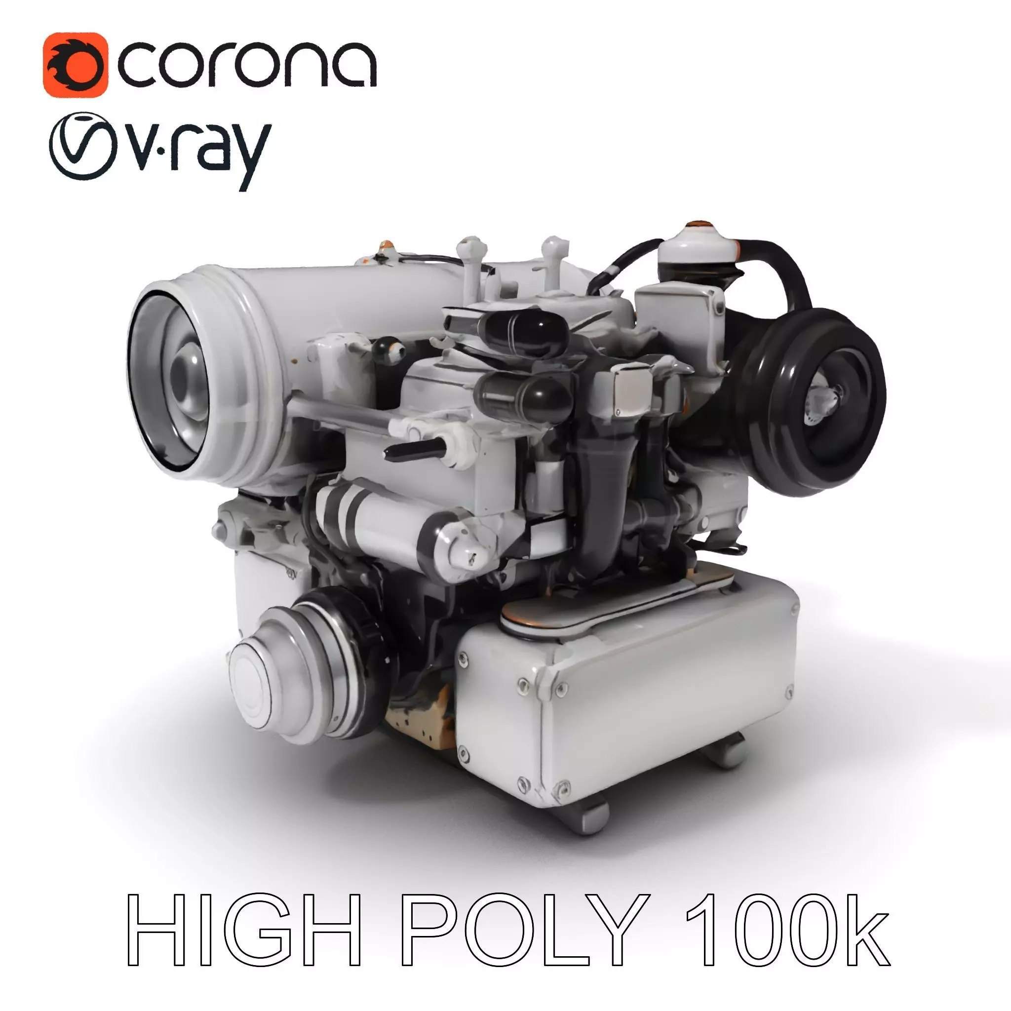 Industrial Engine D Model Pack Low-poly 3D model_0