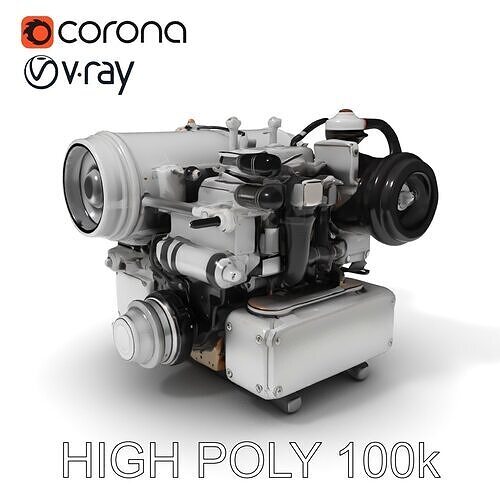 Industrial Engine D Model Pack Low-poly 3D model