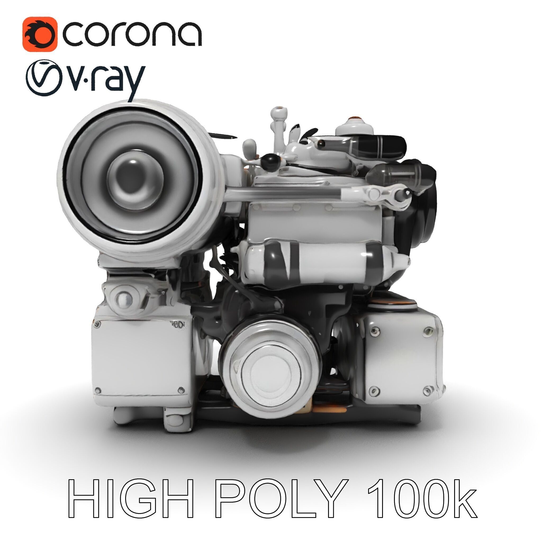 Industrial Engine D Model Pack Low-poly 3D model_24