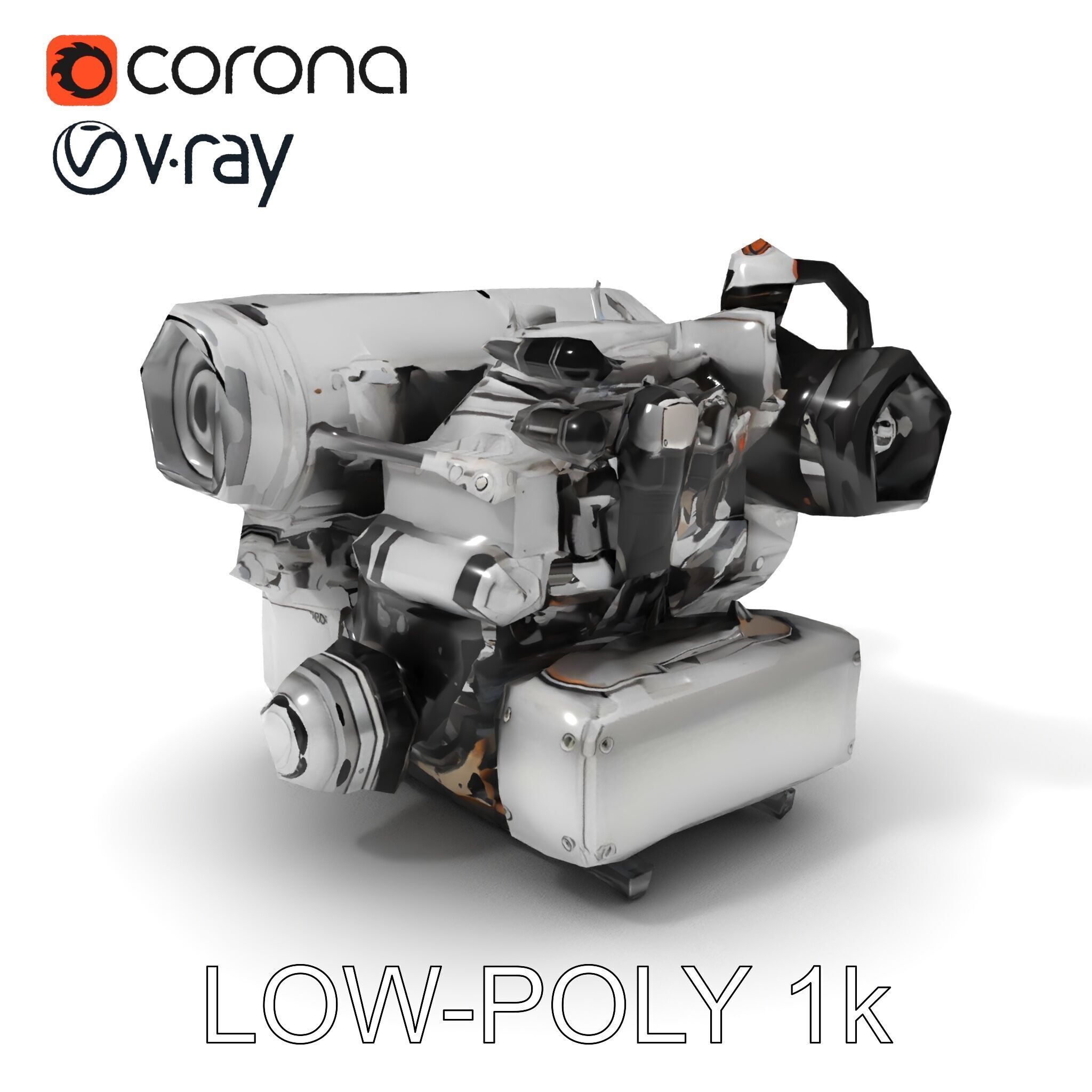 Industrial Engine D Model Pack Low-poly 3D model_15