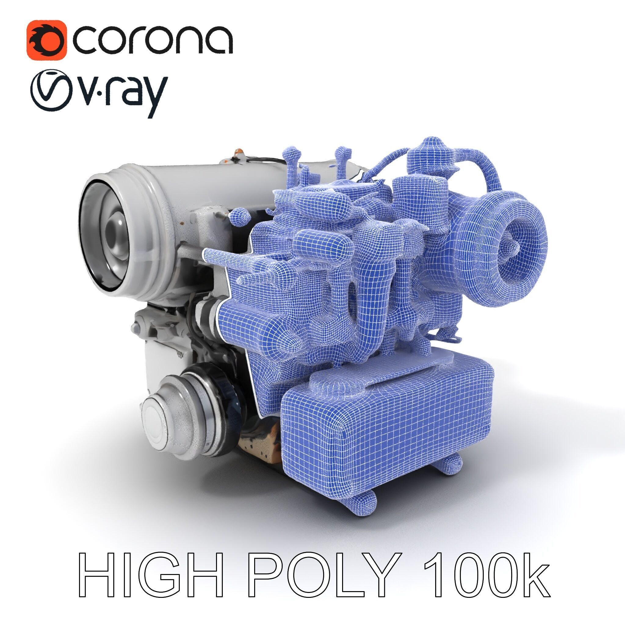 Industrial Engine D Model Pack Low-poly 3D model_3