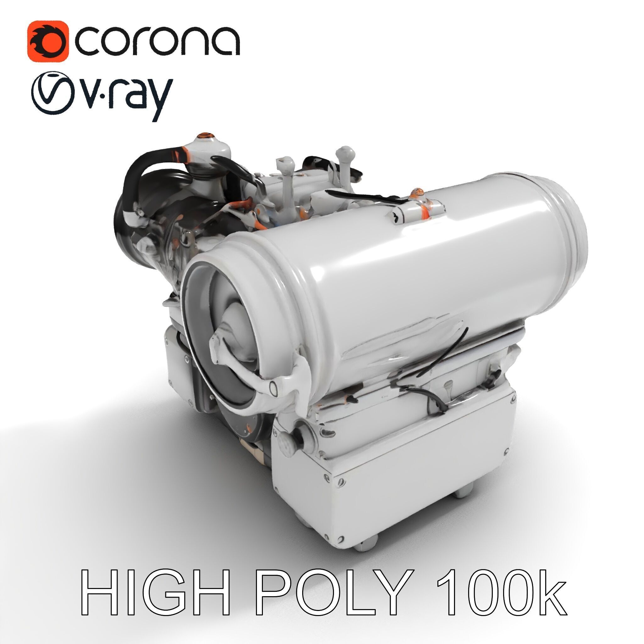 Industrial Engine D Model Pack Low-poly 3D model_35