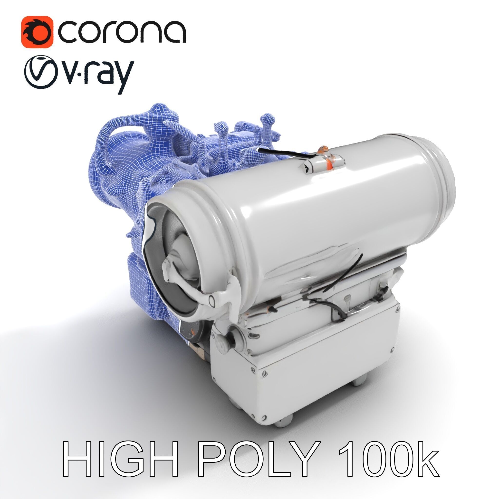 Industrial Engine D Model Pack Low-poly 3D model_8