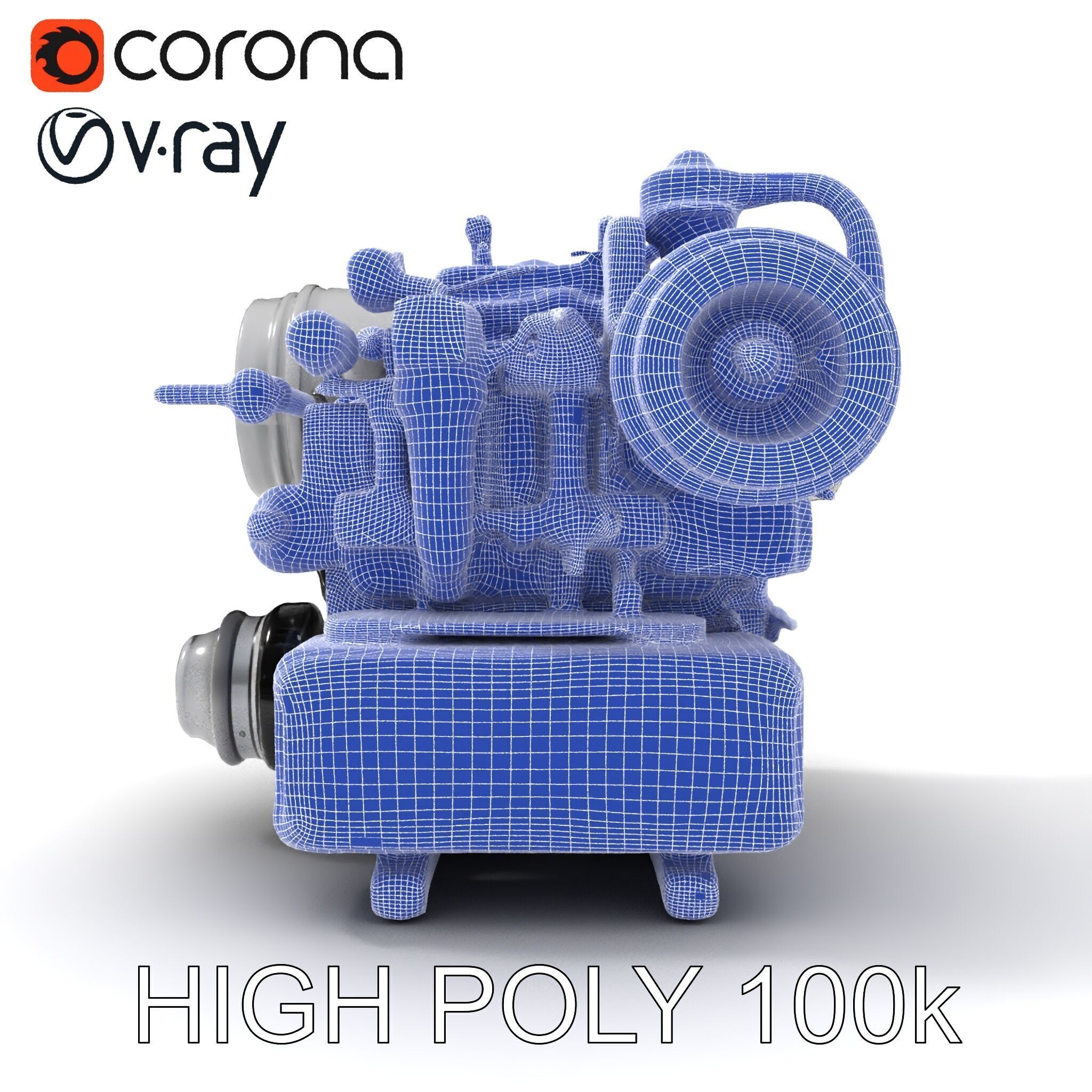 Industrial Engine D Model Pack Low-poly 3D model_11