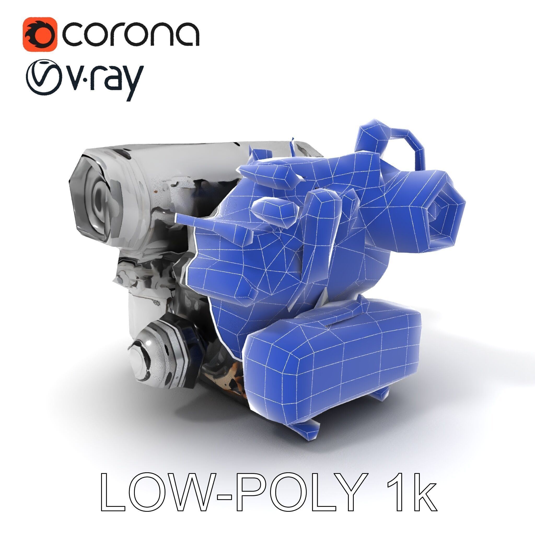 Industrial Engine D Model Pack Low-poly 3D model_10