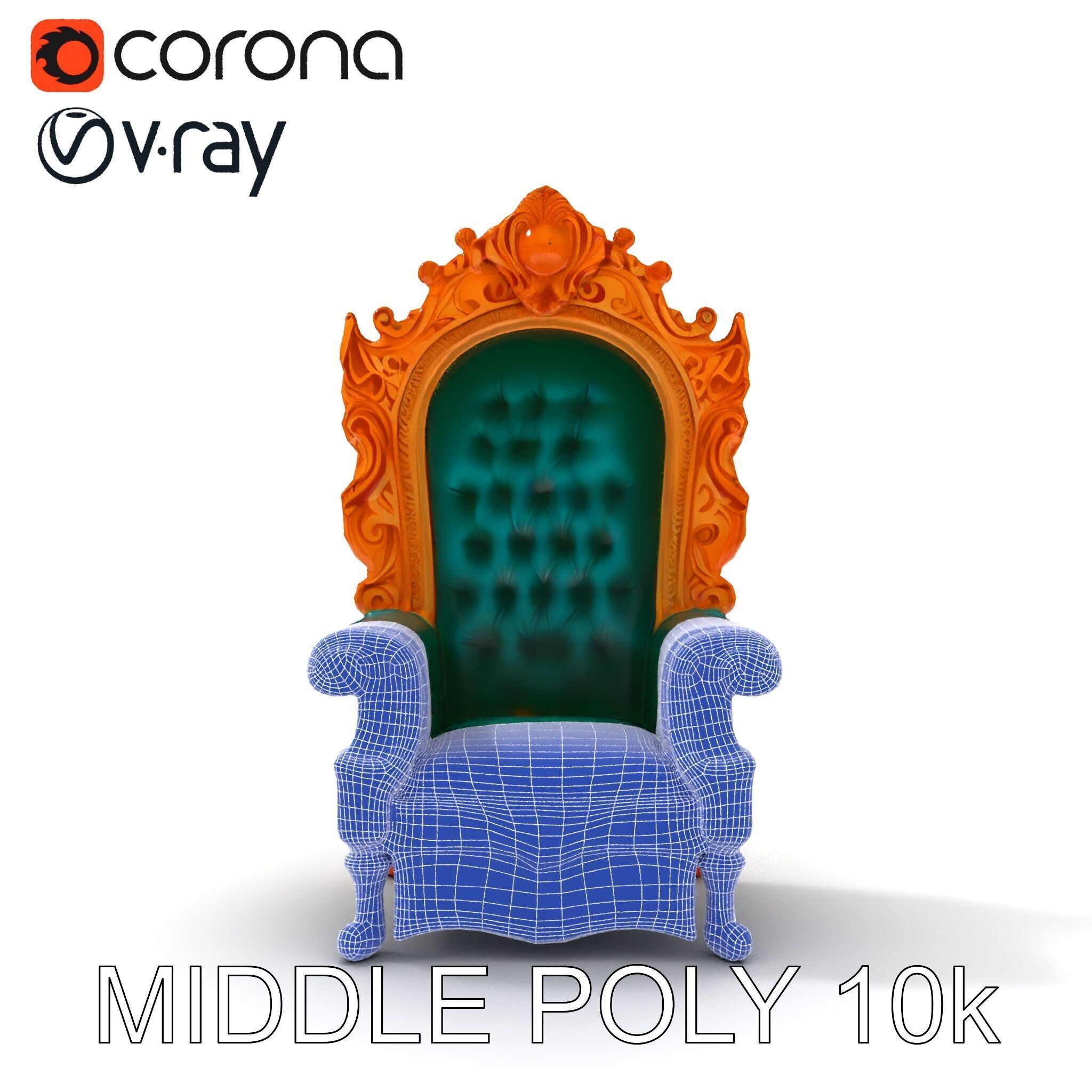 Ornate Royal Throne Chair Model Pack Low-poly 3D model_20