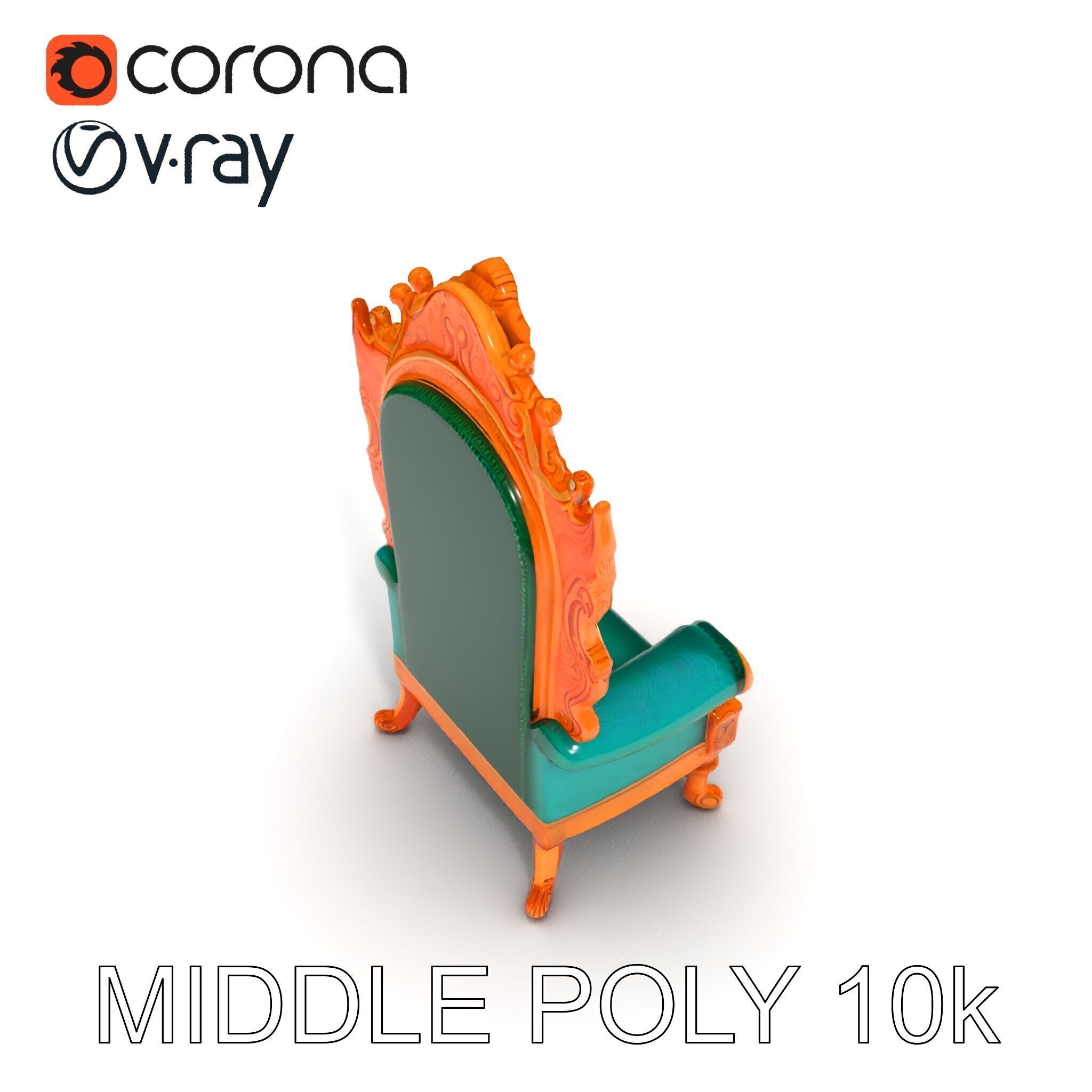 Ornate Royal Throne Chair Model Pack Low-poly 3D model_26